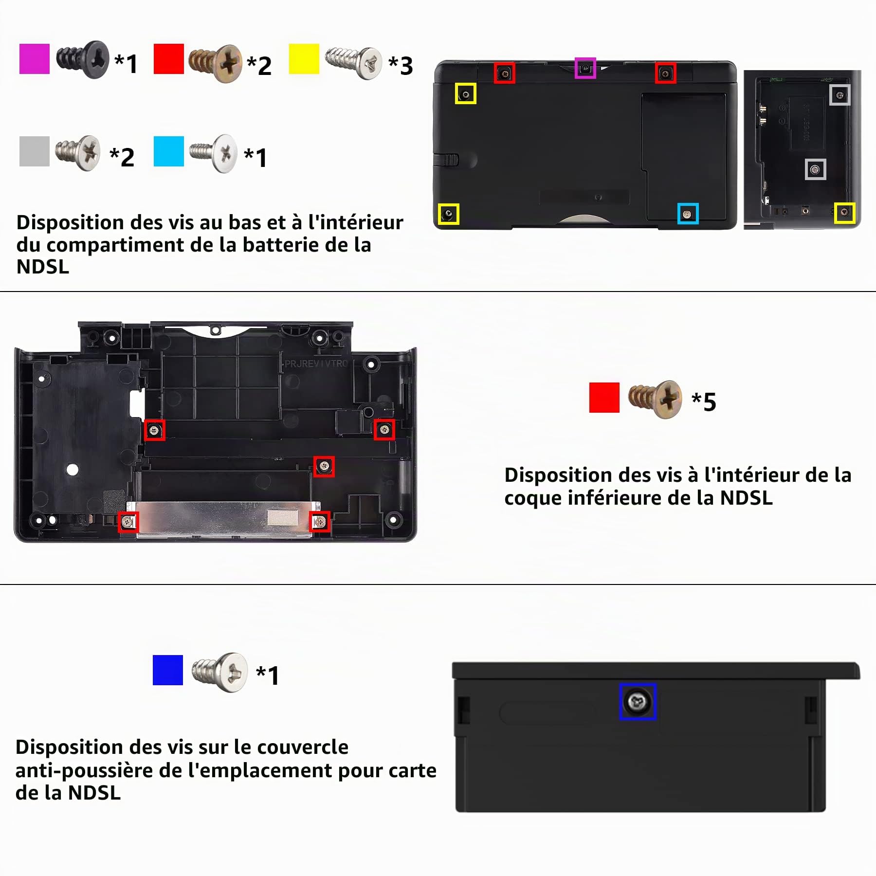 eXtremeRate Coque Remplacement Complète pour Nintendo DS Lite, Coque pour Nintendo DS Lite Console Portable avec Bouton de Remplacement Transparent, Console Non Incluse