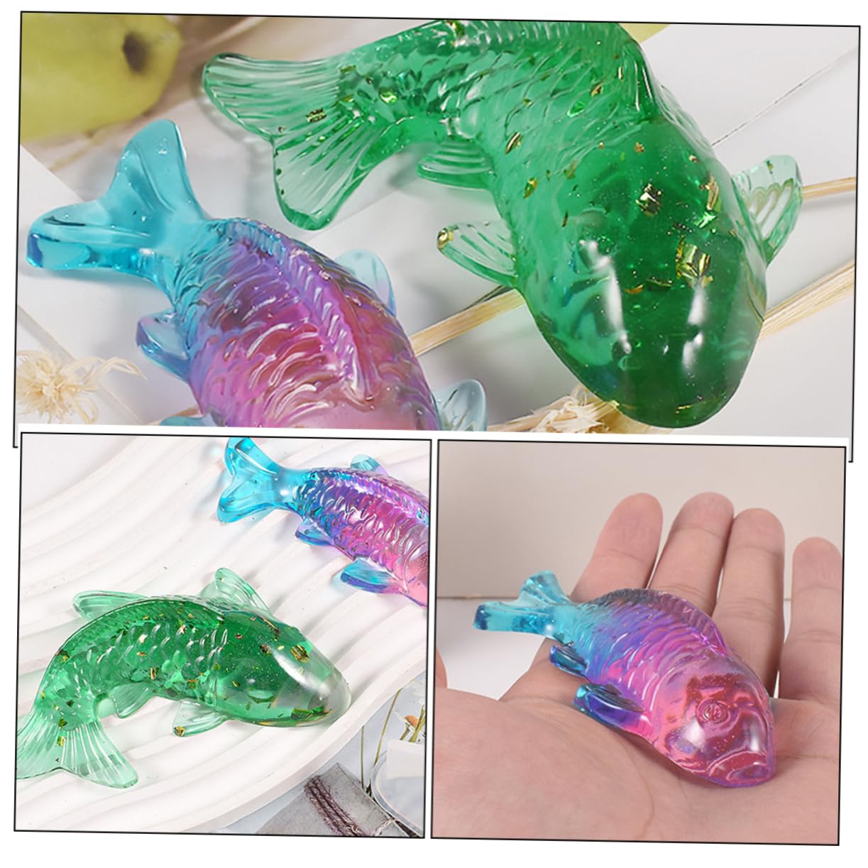 Gadpiparty 5 Set Stampo Ornamentale Di Koi Silicio Muffa Stampo Per L'artigianato Fabbricazione Candela Stampo Per Amante Del Fai Da Te Stampo in Silicone Gel Di Silice Bianca 2 Pezzi * 5