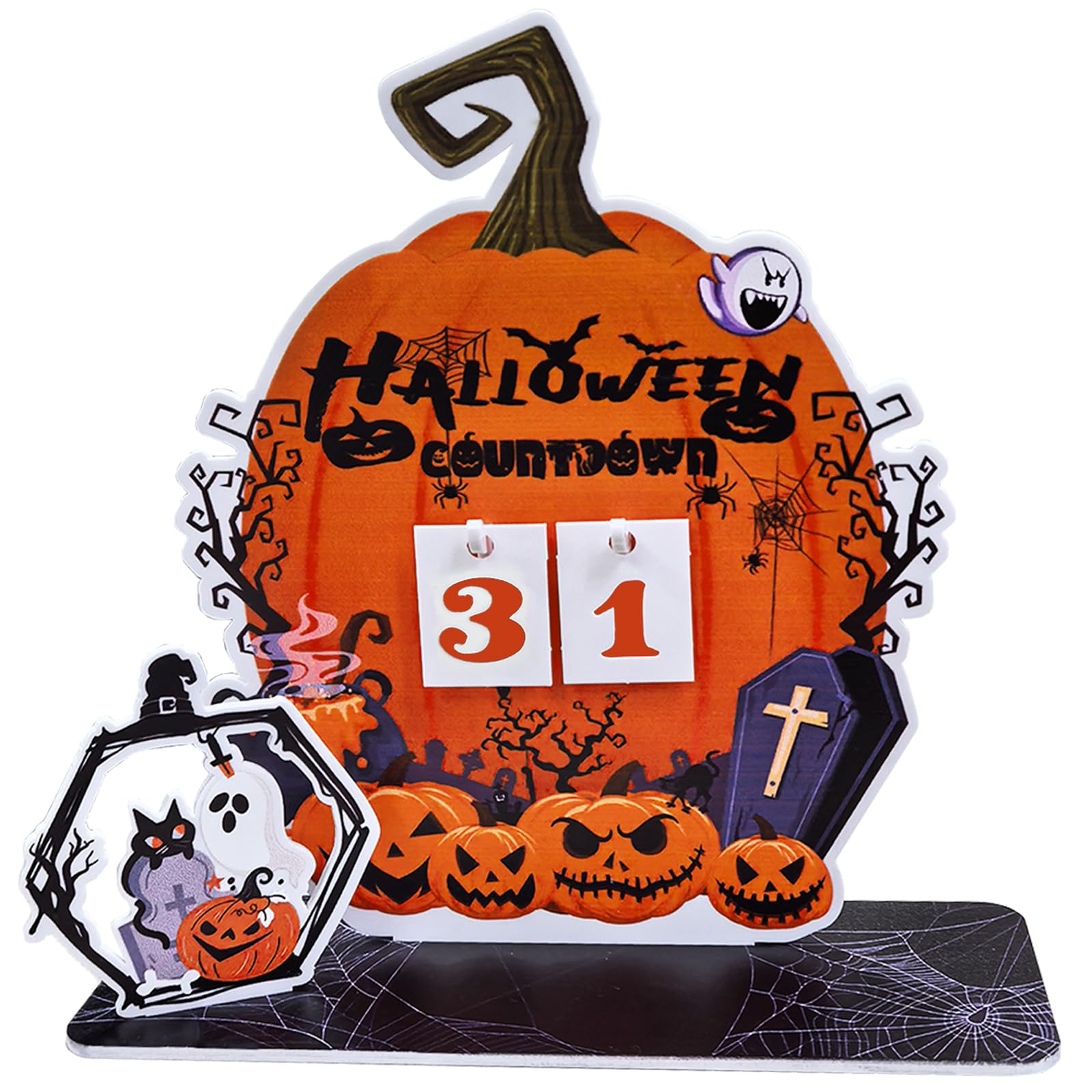 Halloween Advent Calendar, Funny Acrylic Pumpkins Ghosts Spider Web