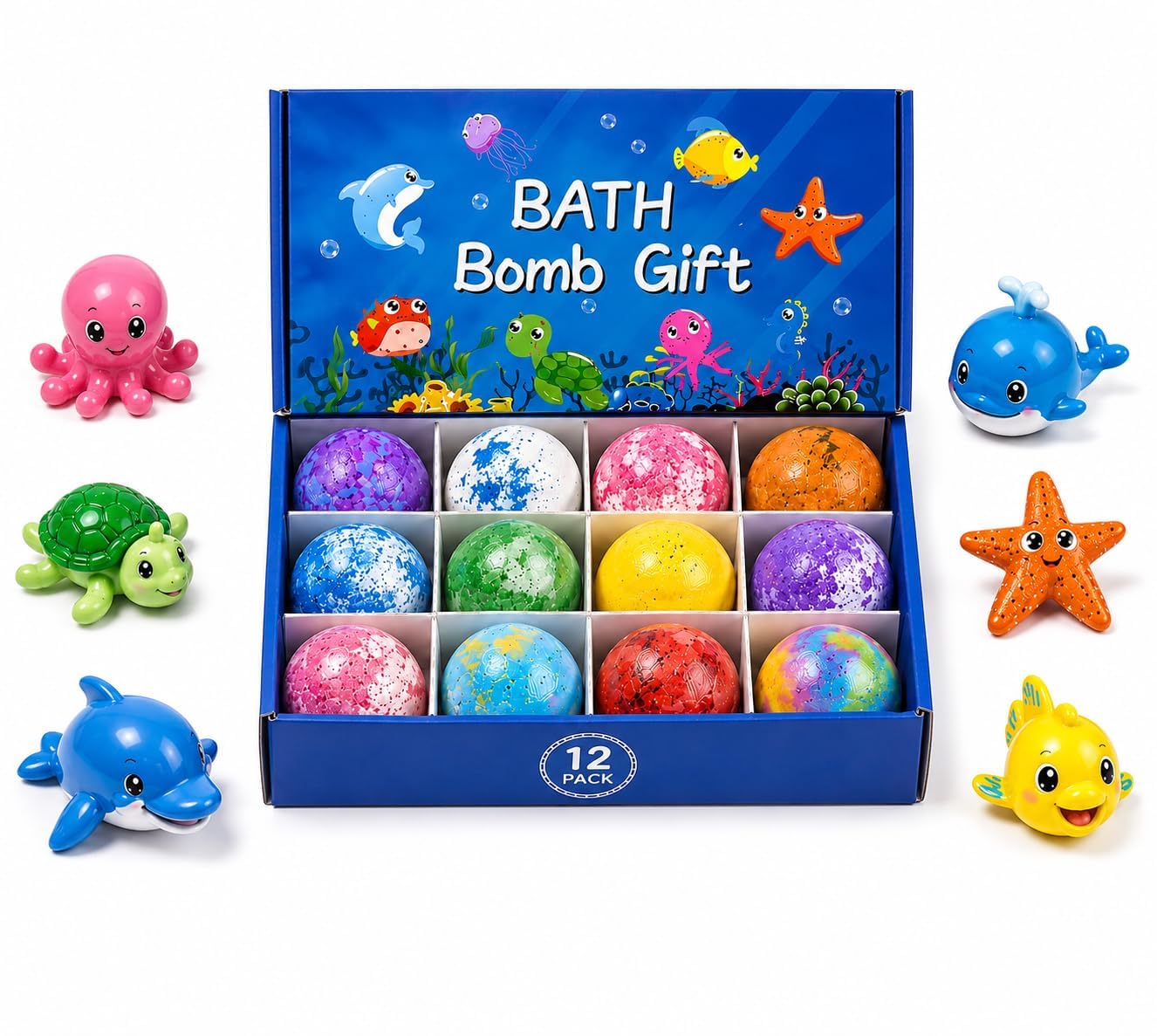 Bath Bomb Gift Set for Kids Pack of 12 | Skin Friendly Fizzy Bath Bombs | Colorful Bubble Bath Experience-image-10