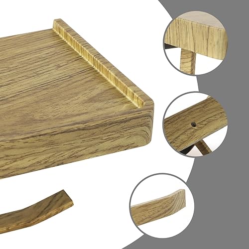 Miniatura 3 de KAFEEK Soporte de papel higiénico de grano de madera, soporte de rollo de papel higiénico inoxidable montado en la pared con estante para teléfono,