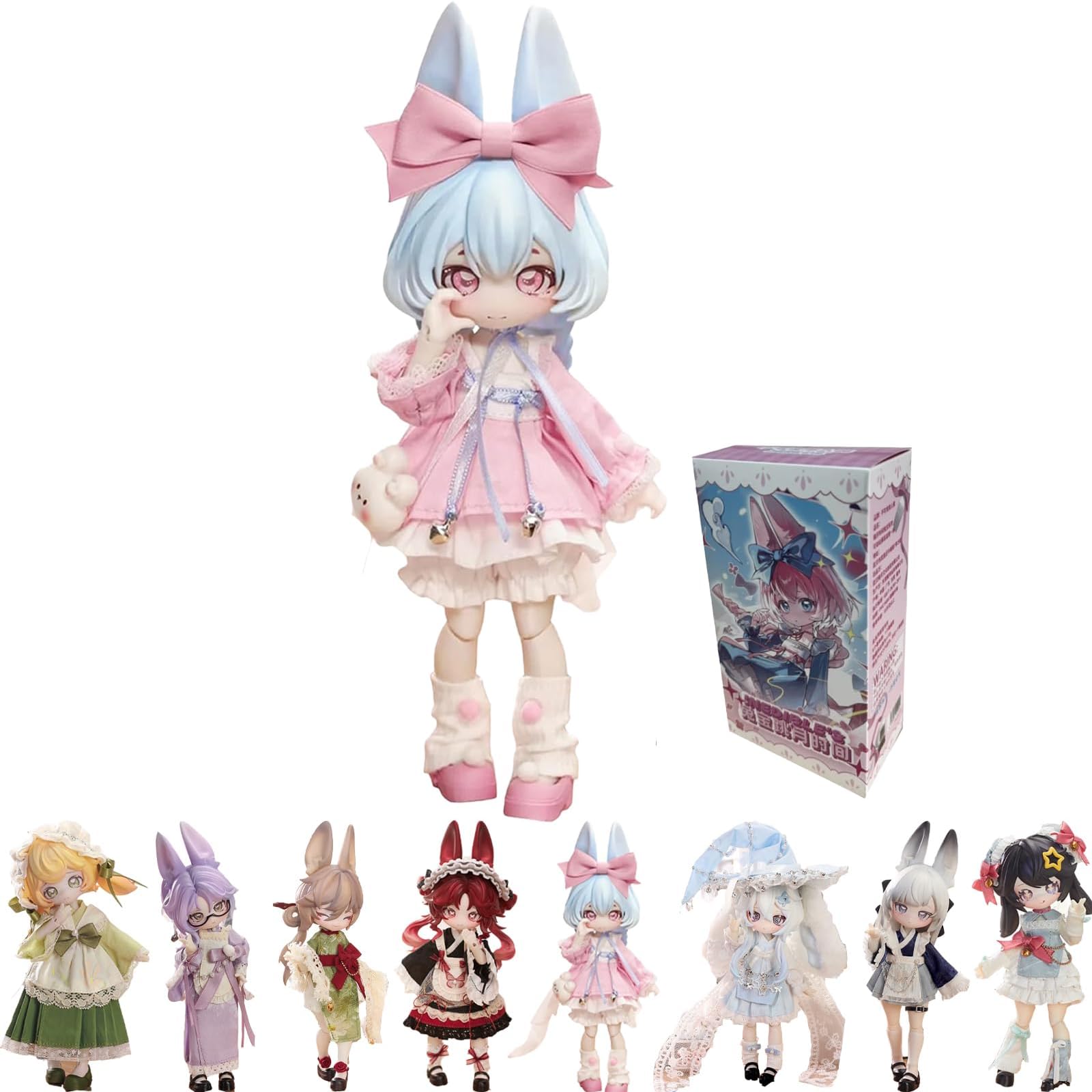 1/12 BJD Dolls Blind Box,Kawaii BJD Dolls Indible Doll Series Ball Jointed Cute Girls BJD Blind Box Collectable Action Figure Posable Dress Up Doll for Girls Gift Toys