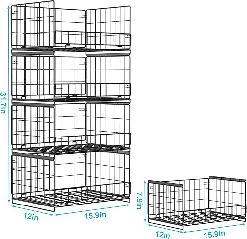 Miniatura 3 de Organizadores de armario deslizantes de 4 niveles y estantes de almacenamiento, estantes apilables para armario, cesta organizadora de estantes