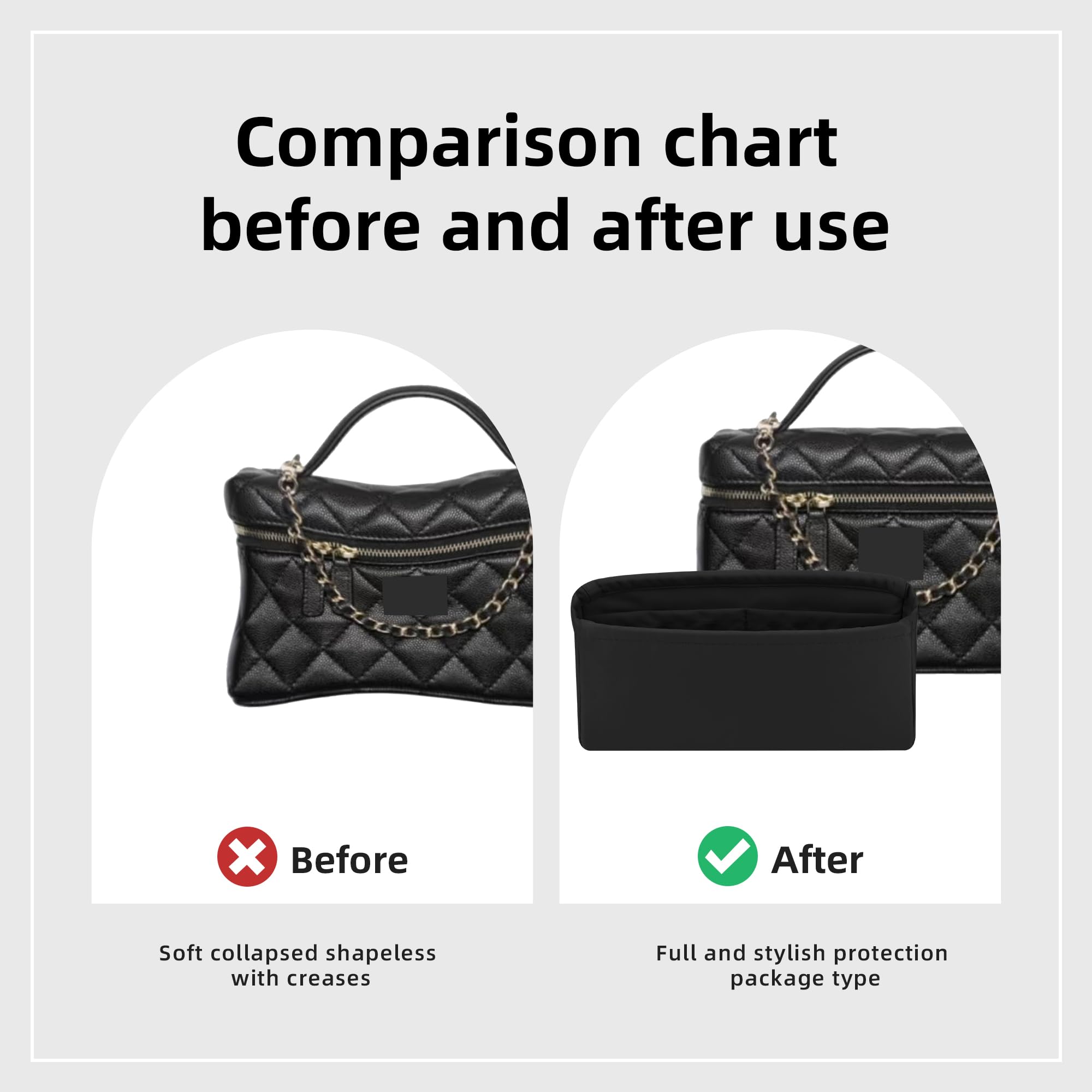 DGAZ Inserto para Bolso Chanel 25P LC Vanity Case de Satén, 48 Colores