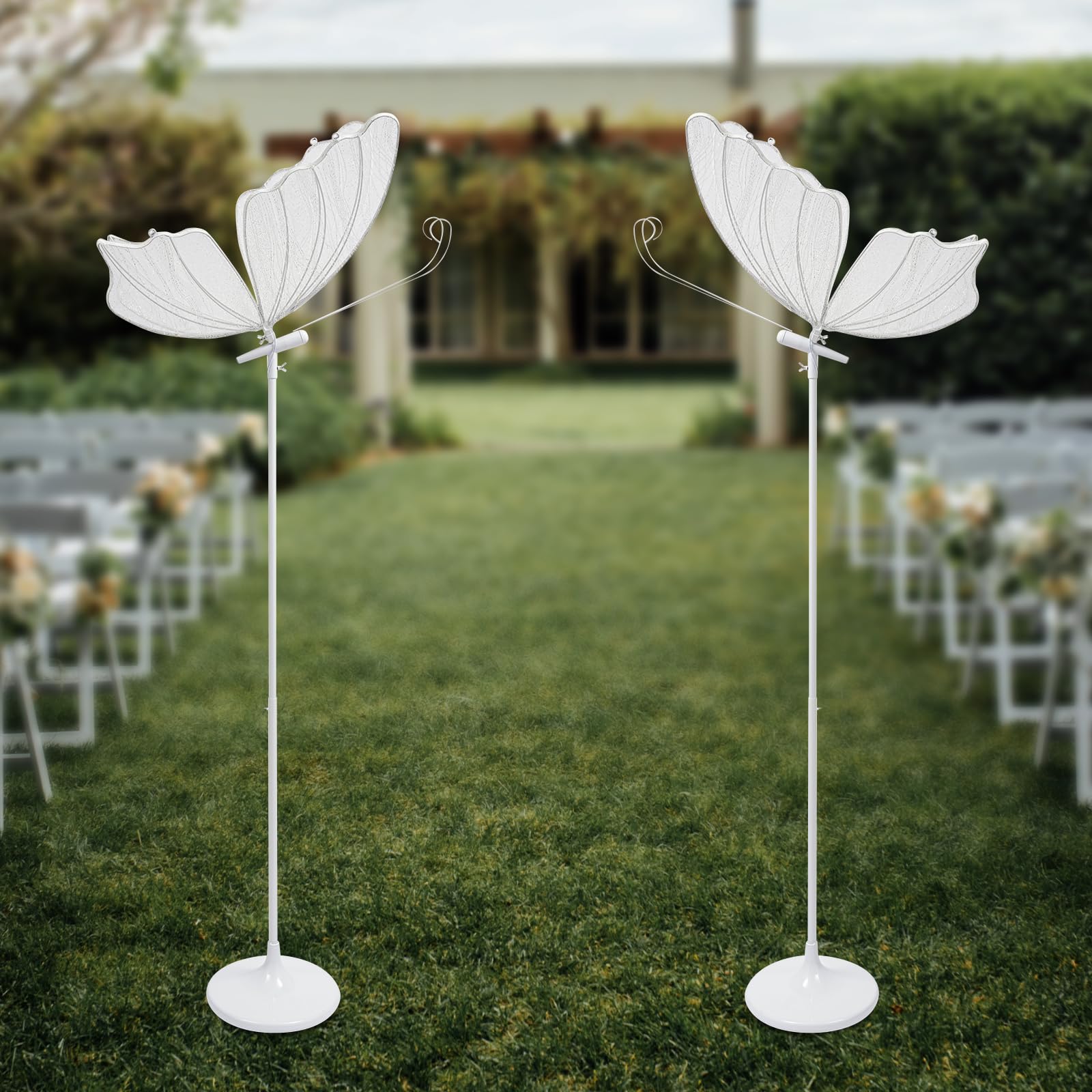 Pattosaey Butterfly LED Floor Lamp 2PCS Butterfly Hanging Light, Adjustable Height 57.5-70.1 Inch, Multi-Use Wedding Decoration for Weddings Parties Home Décor