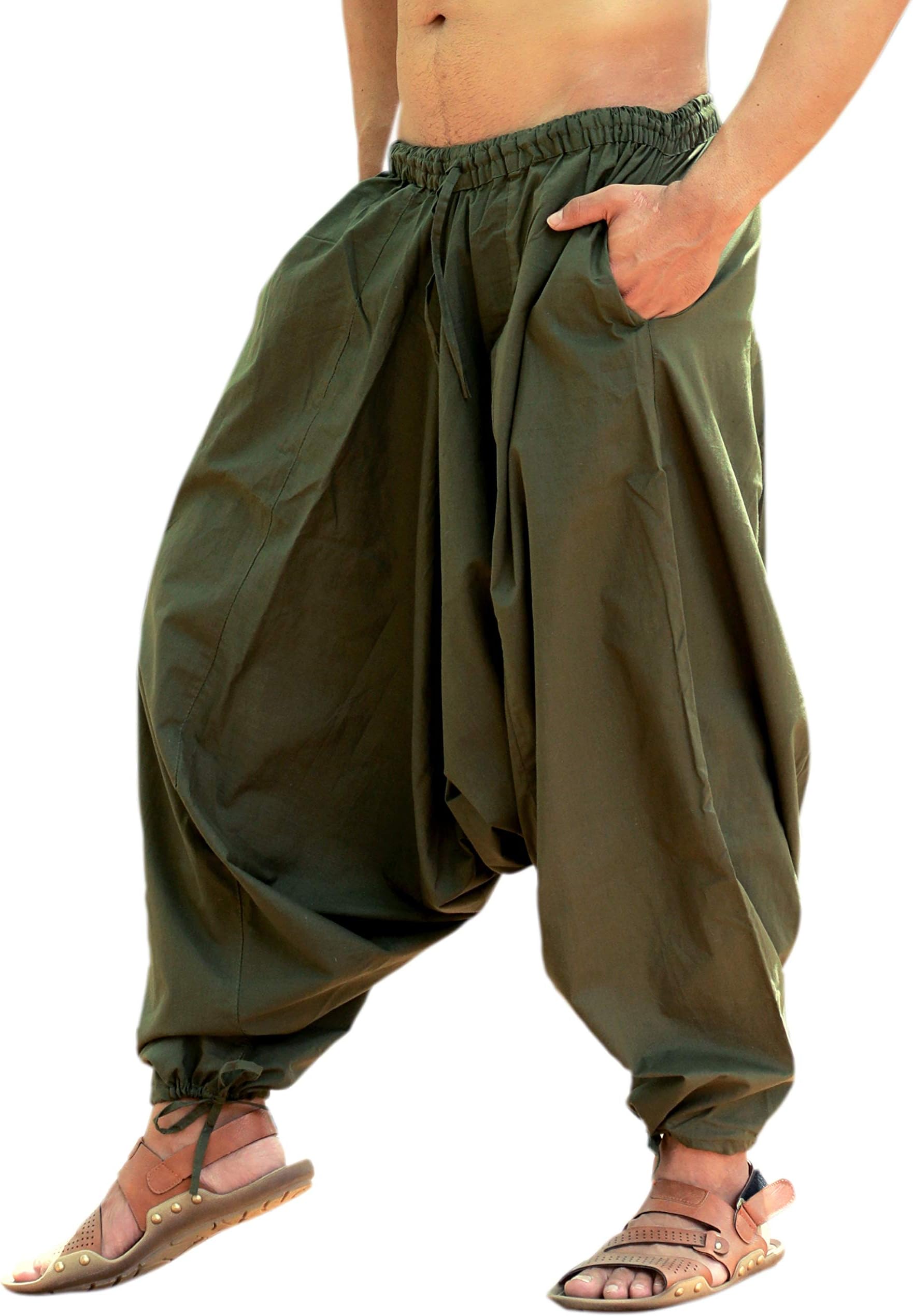 SARJANA Mens Womens 100% Cotton Harem Pants Yoga Baggy Boho Trouser FREE SIZE