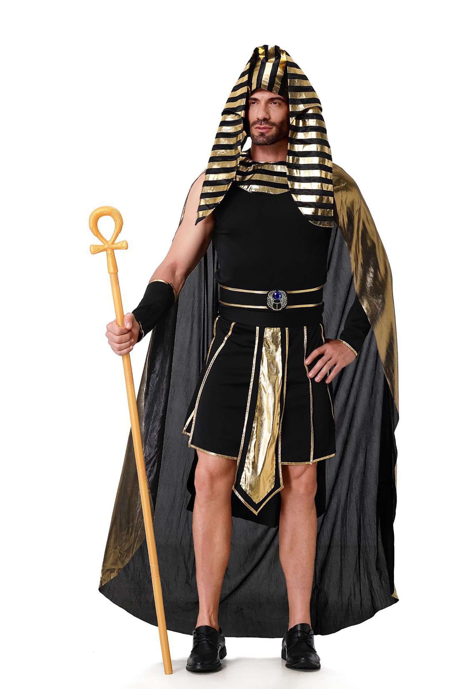 Disfraz de faraón egipcio para hombre, disfraz de egipcio, traje histórico del faraón para Halloween, carnaval