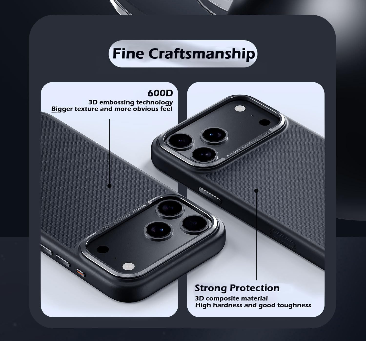 Etui z prawdziwego włókna węglowego do iPhone'a 17, kompatybilne z MagSafe, ultracienkie, lekkie, 600D, włókno aramidowe, miękka oprawka TPU, ochrona klasy wojskowej, czarne