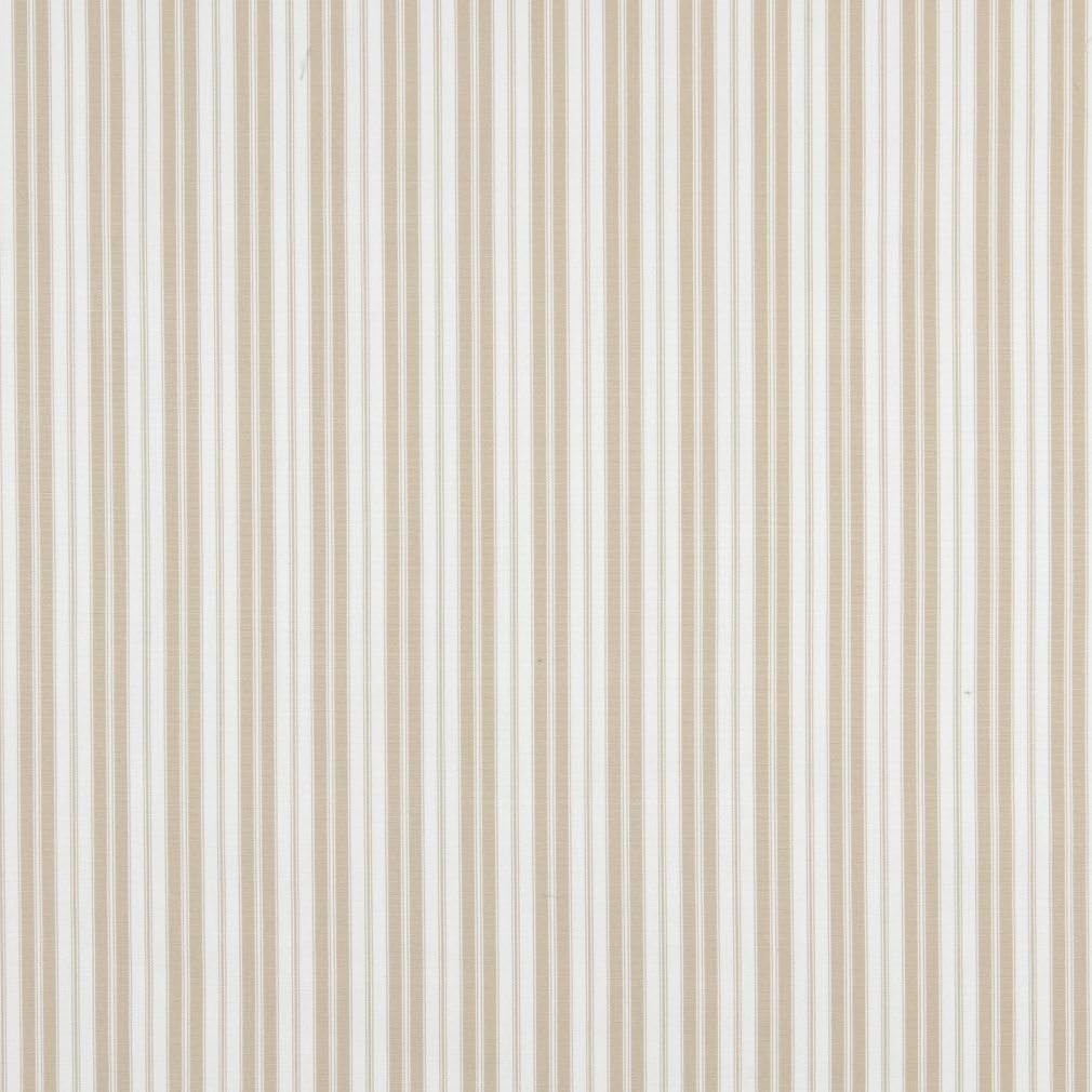 Beige Ticking Striped Indoor Outdoor Marine Acrylic Upholstery Fabric by The Yard - SKU: Mikah Sand