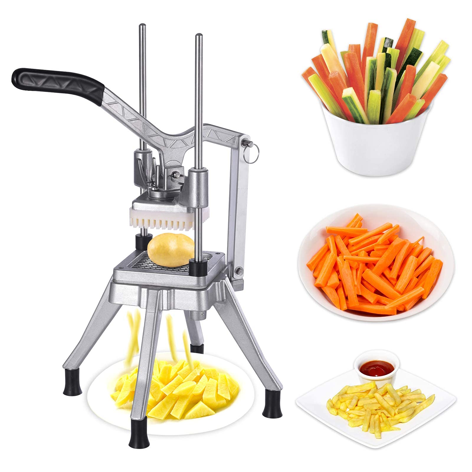 Potato Wedge Slicer, French Fry Cutter, Commercial Vegetable Dicer Chopper, Fruit Chopper Stainless Steel Blade Quick Chopper Machine for Onion Tomato Pepper Potato