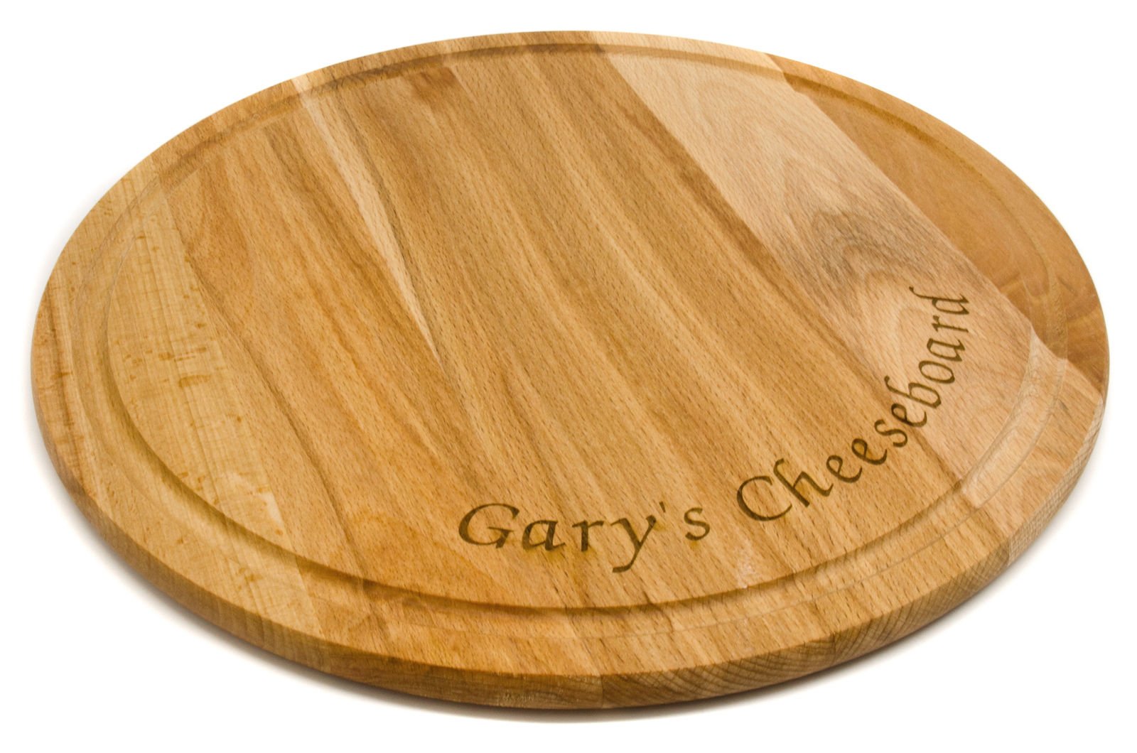 County Engraving Beige Personalised Round 30Cm Beech Wood Cheese, Bread, Chopping Board, Any Message Laser Engraved