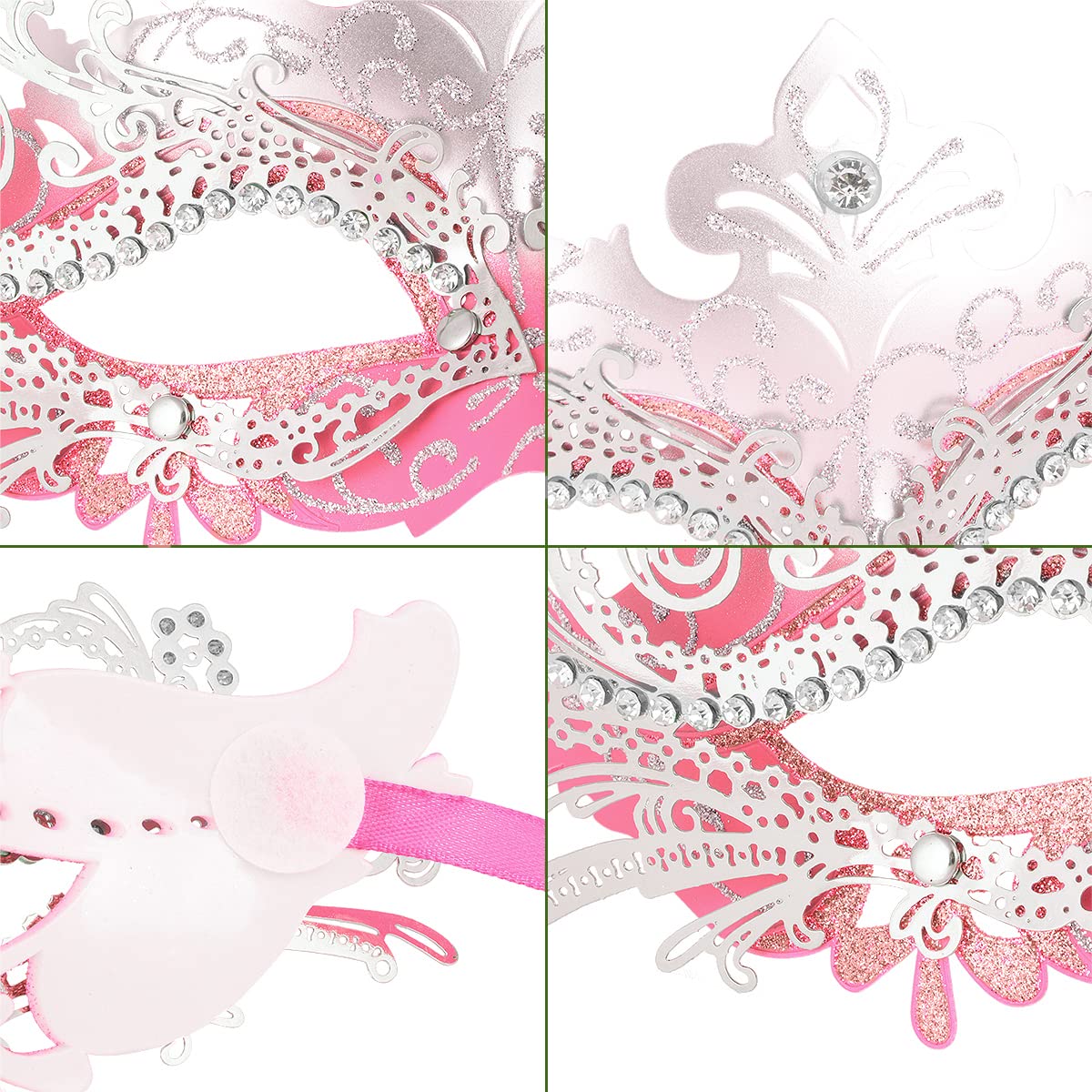 Hoshin Masquerade Mask, Mardi Gras Deecorations Venetian Masks for Womens (Pink & Silver) - Image 4