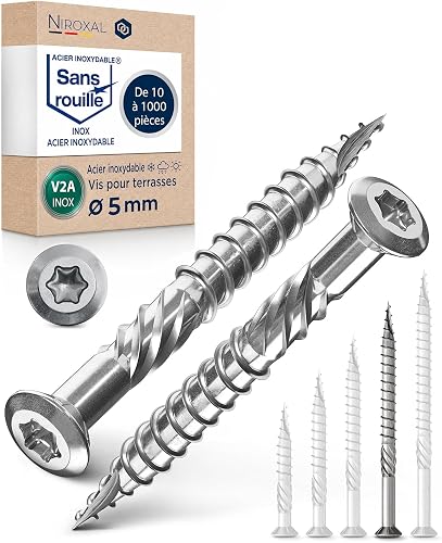 terrasse inox A2 V2A vis à bois Torx TX fraisée bombée 5x80 Vis