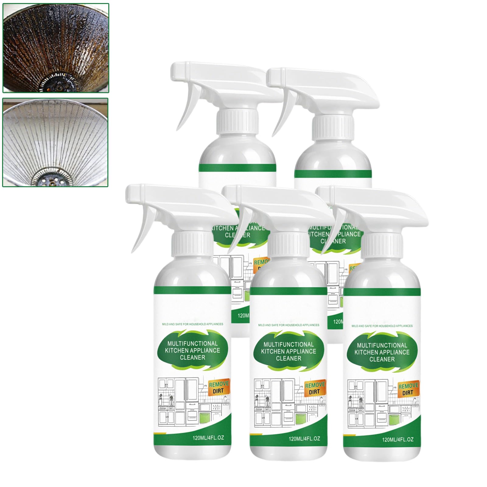 Herdaufsatz-Reinigungsspray, Multifunktions-Küchengeräte-Reiniger, Hochleistungs-Backofen-Entfetter für Herd-Mikrowellen-Spülbecken-Hauben-Schränke, Mehrzweck-Schaumreiniger (5pcs)