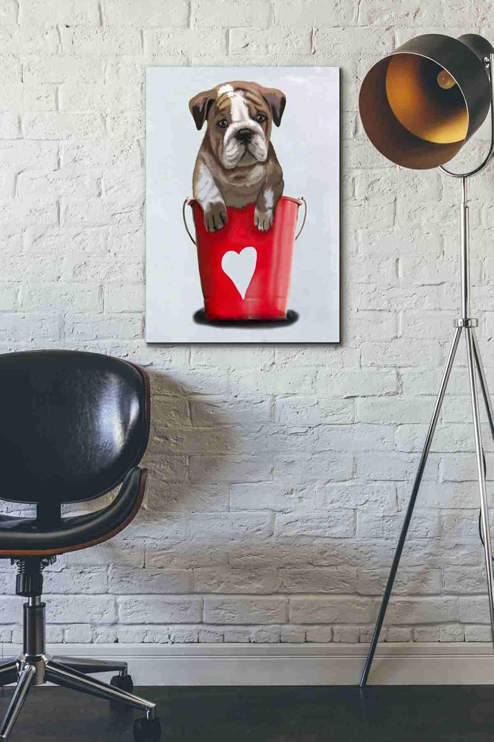 Epic Graffiti 'Bulldog Bucket Of Love, Red' by Fab Funky Canvas Wall Art, 18"x26"