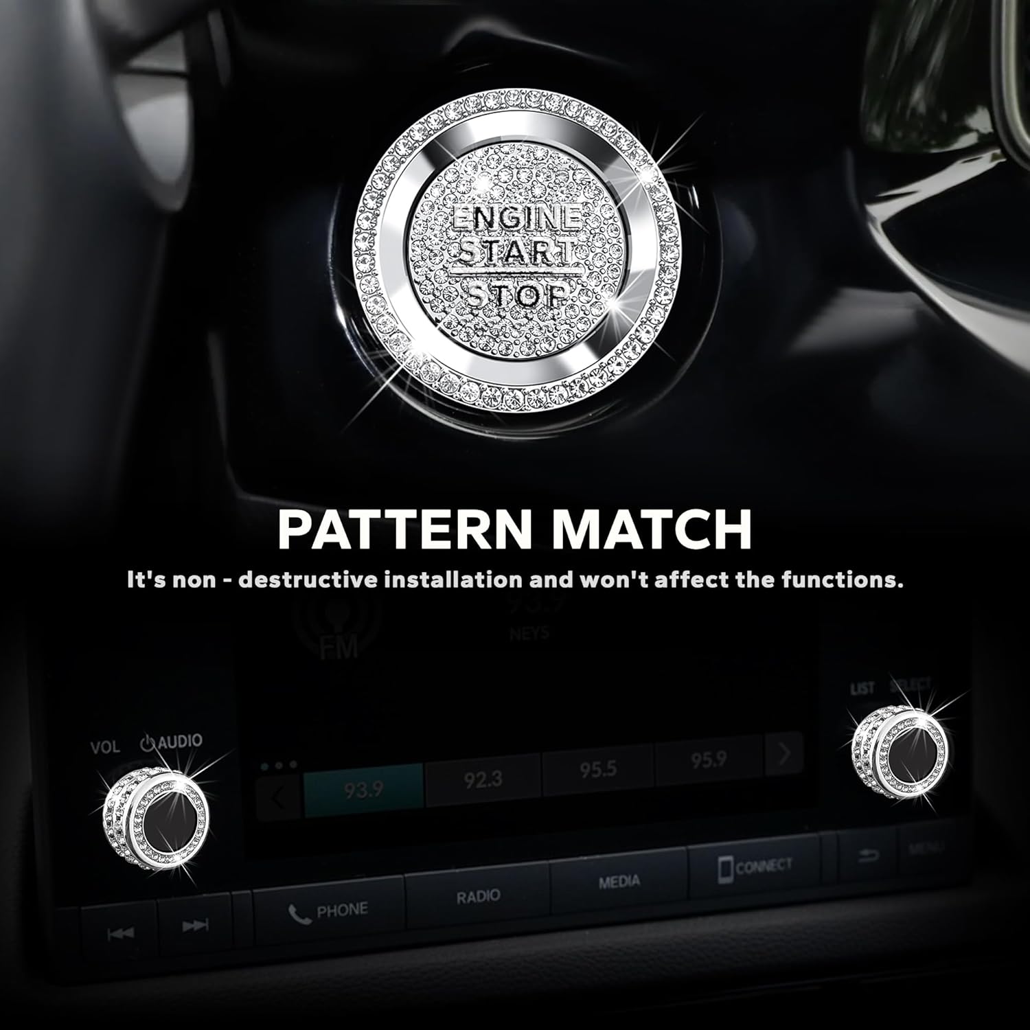 for Honda Civic 2022-2026 Accessories, CRV 2023-2026 & Acura Ingetra 2023-2025 (Fit 7" Screen/ 2 Audio Knobs), 12pcs Knob Cover Kit - Hazard Light, Push Start, Audio, AC & Air Vent (Bling)