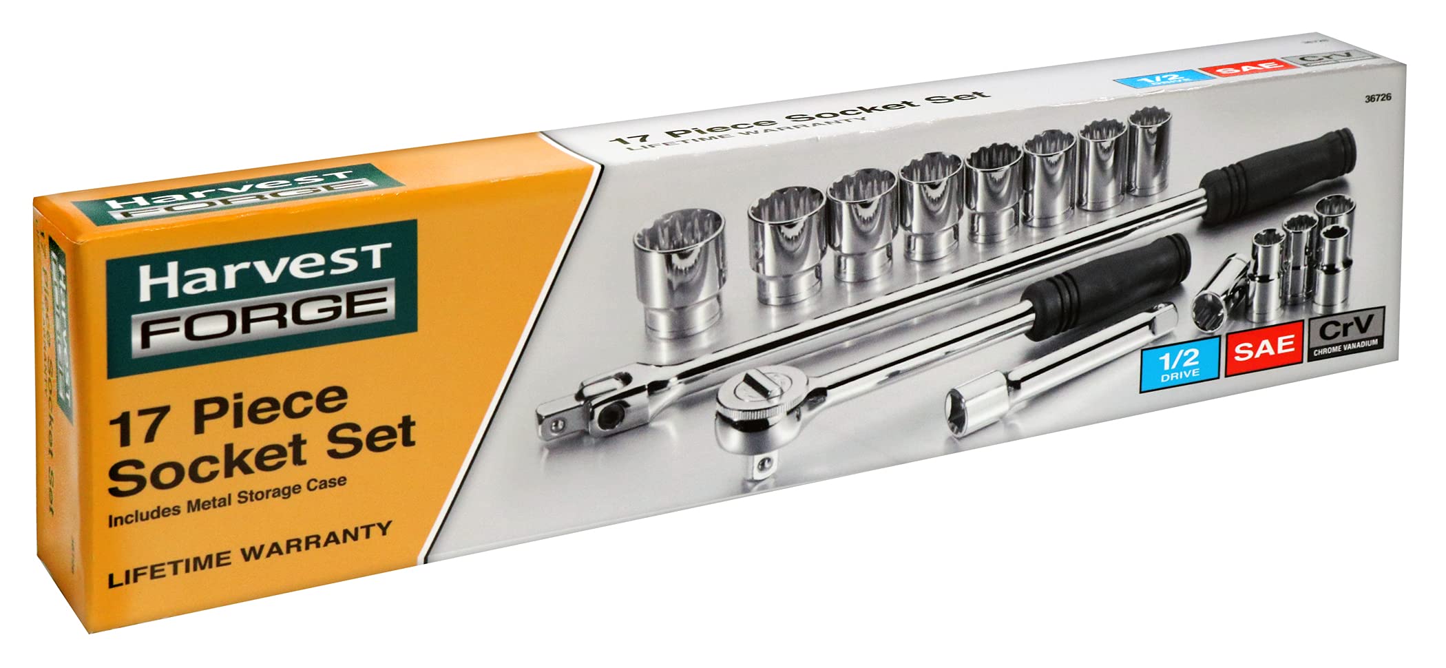 Allied Tools 36726 1/2-Inch Dr. SAE Socket Set, Metal Case, 17