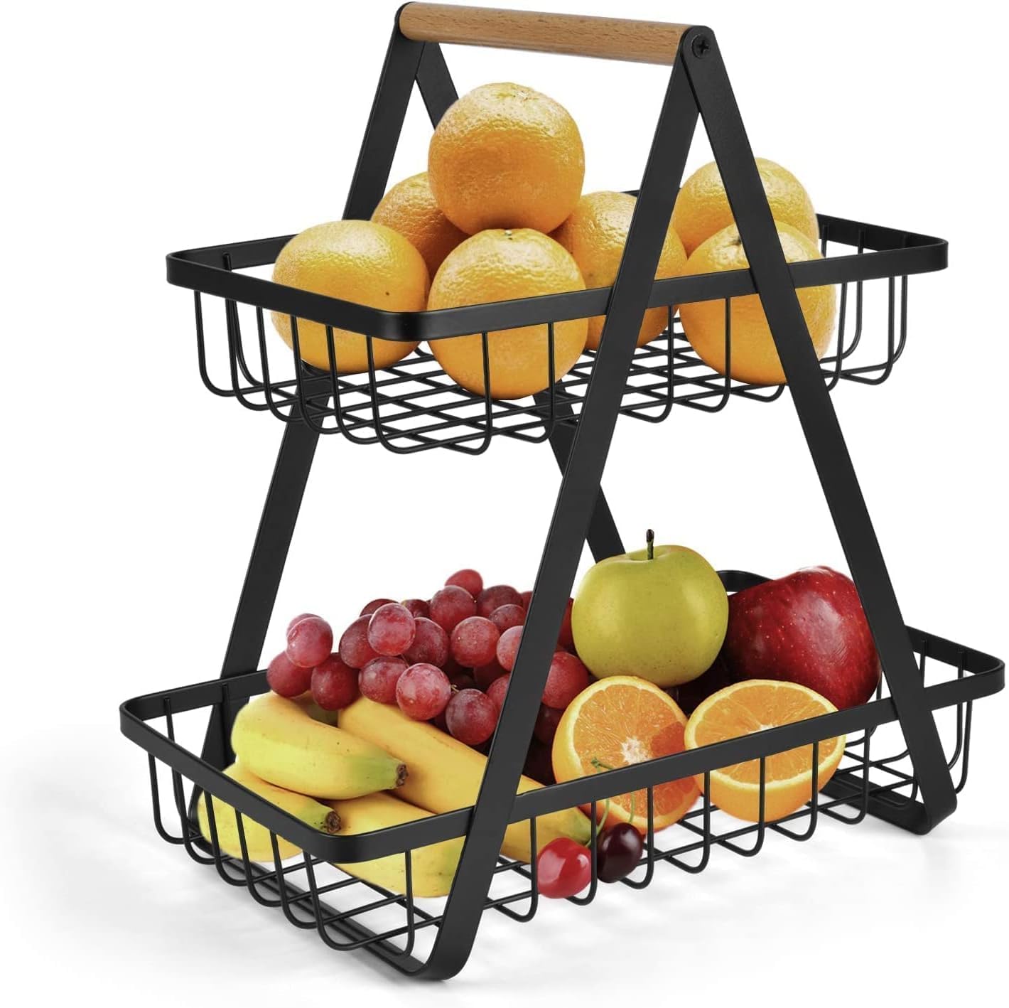 2-Tier Countertop Fruit Basket and Vegetable Rack, Kitchen Bread Display Stand for Storage and Organization of Produce, Snacks, and More – Ideal Metal Organizer for Counter or Tabletop Use