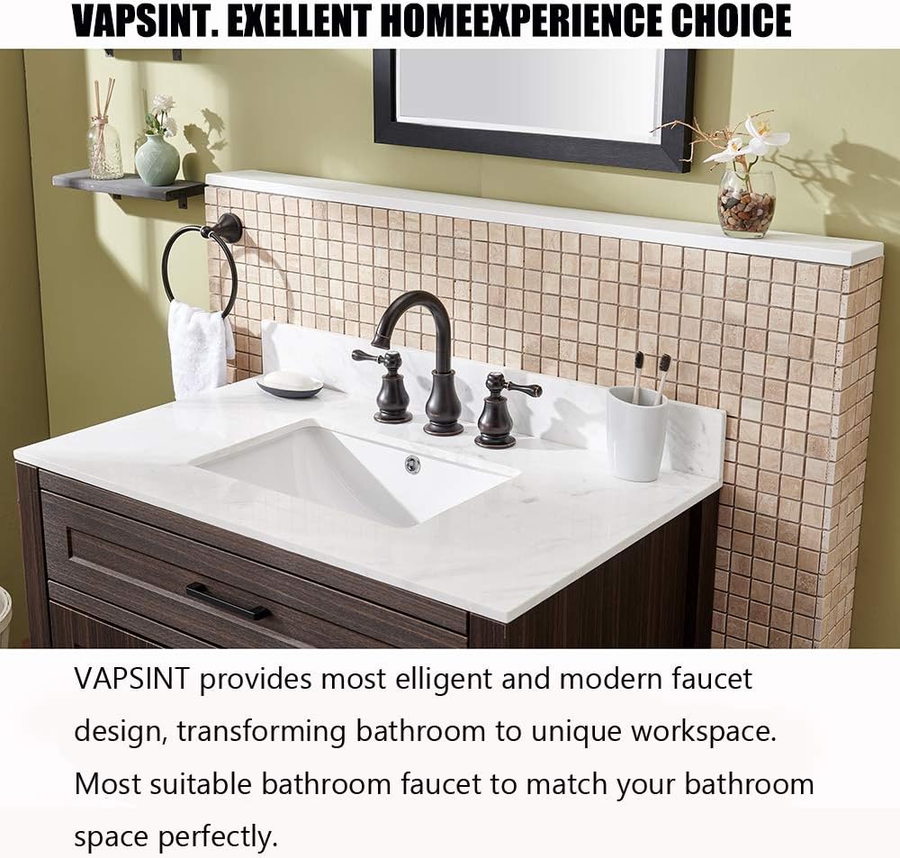 Buy 1 get 1 VAPSINT Antique Widespread 2-Handle 3 Hole Oil Rubbed Bronze Bathroom Faucet,Bathroom Sink Faucet Lavatory Vanity Faucet with Water Supply Hoses
