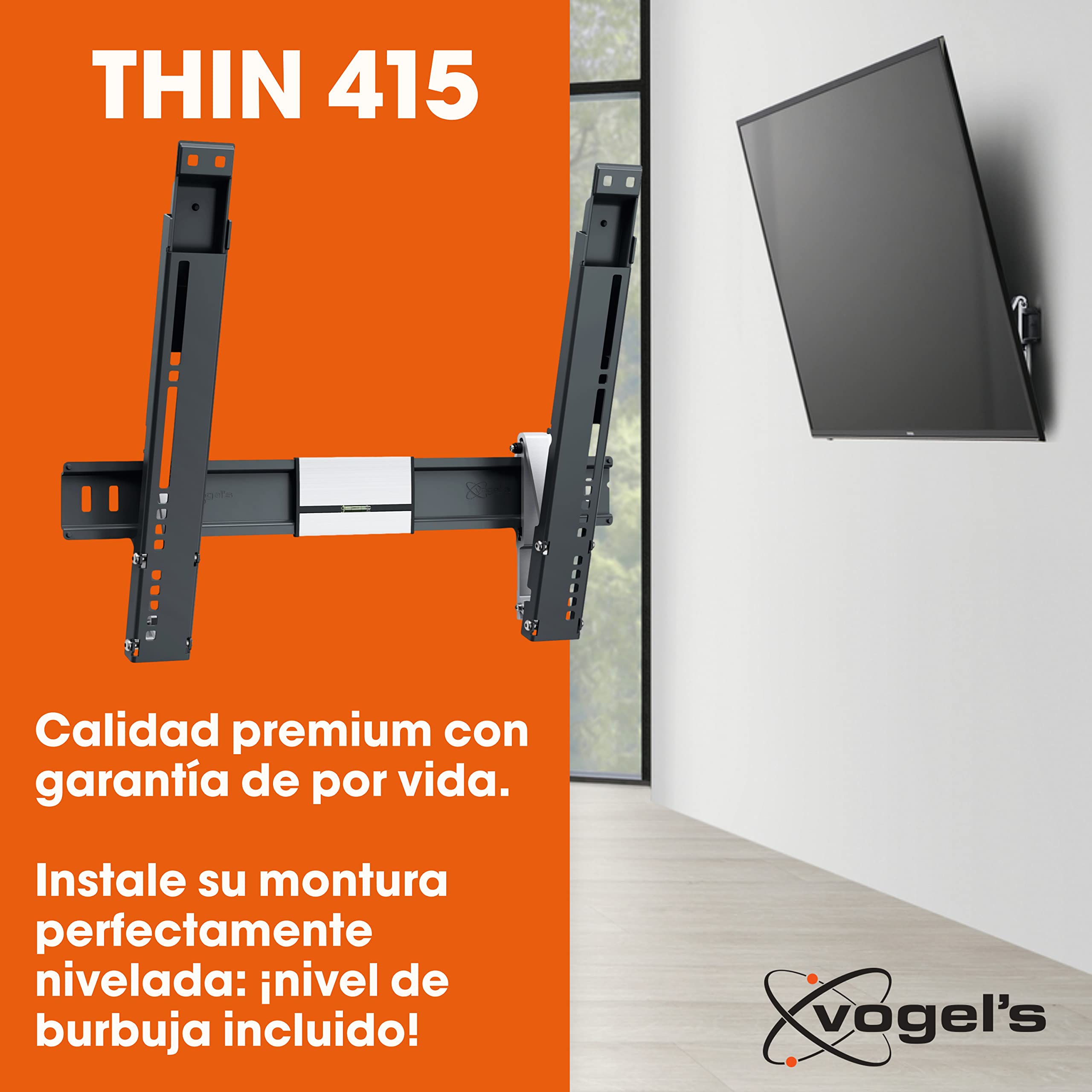 Vogel's Thin 415 Soporte de Pared para TV, Inclinable, para televisores de Entre 26-55 Pulgadas (66-140 cm), Máx. 18 kg, VESA Máx. 400x400, Certificación TÜV