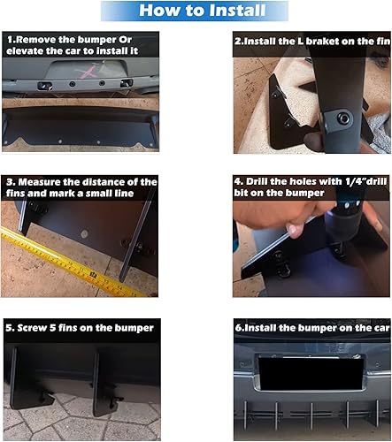 Miniatura 6 de Difusor trasero de 5 aletas para Dodge Challenger SXT SRT RT Hellcat 2009-2014, difusor de parachoques trasero negro aletas de tiburón