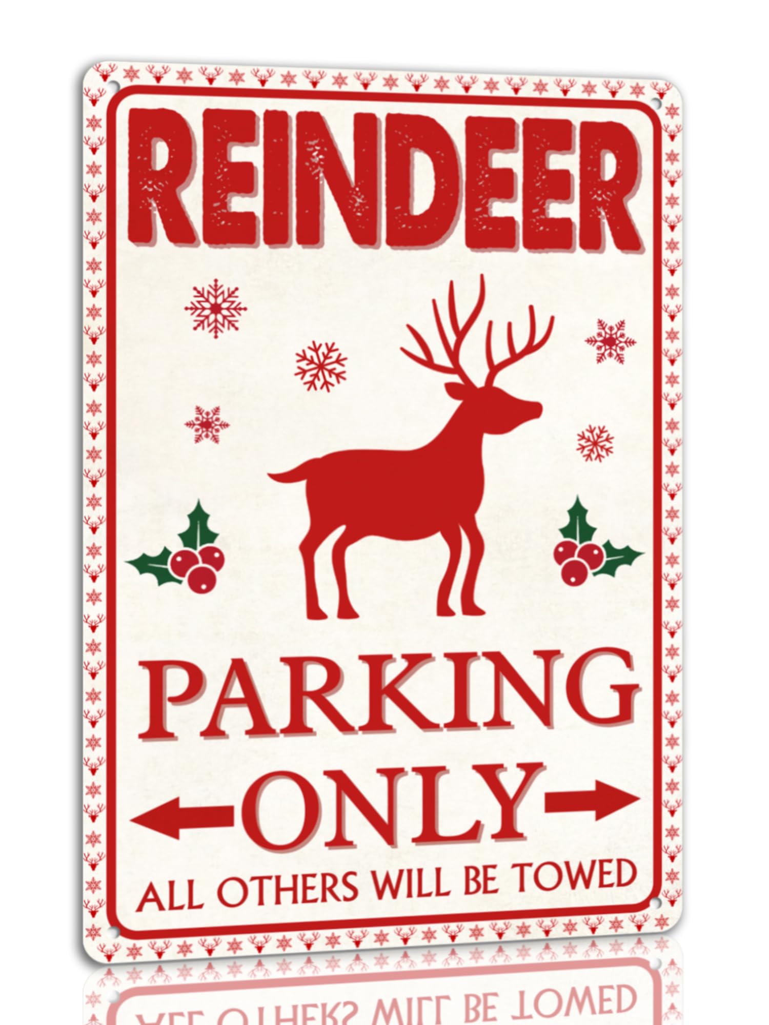 SMAZDFXX Reindeer Parking Only Tin Sign Funny Christmas Metal Signs Retro Santa Sign Christmas Wall Art Decor For Home Cafe Shop 8"x12"