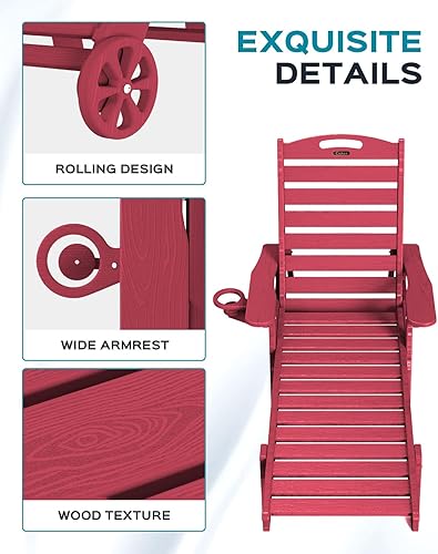 Miniatura 118 de Silla de Descanso para Exteriores, Silla de Descanso Chaise Lounge de Gran Tamaño con 5 Posiciones, HDPE, Silla de Descanso para Patio con Ruedas