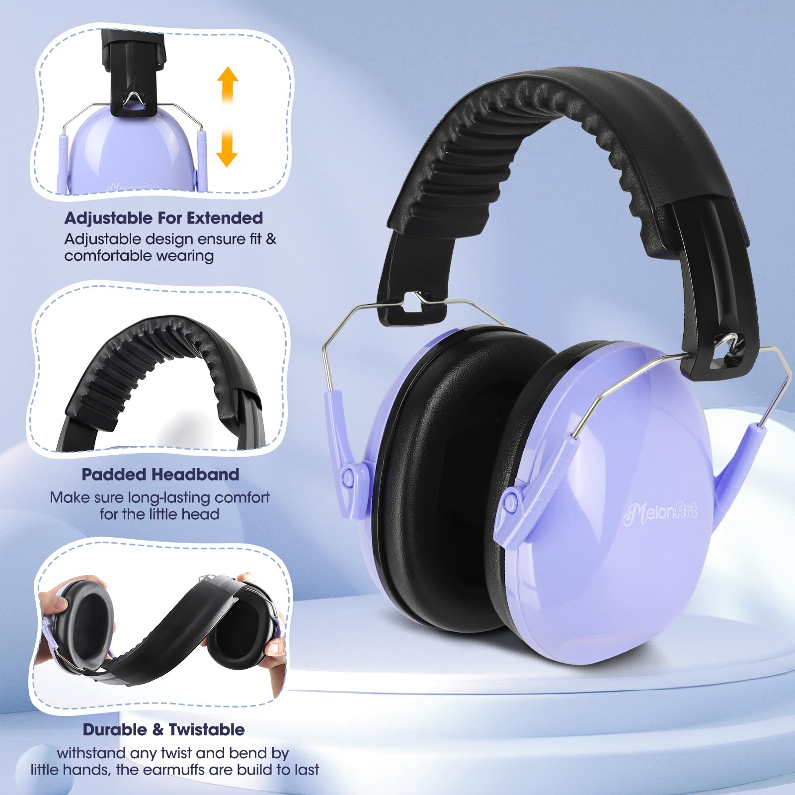 MelonArt Paquete de 6 protectores auditivos para niños, auriculares con cancelación de ruido SNR de 27 dB para niños, orejeras de seguridad a prueba de sonido para niños pequeños, reducción de ruido,