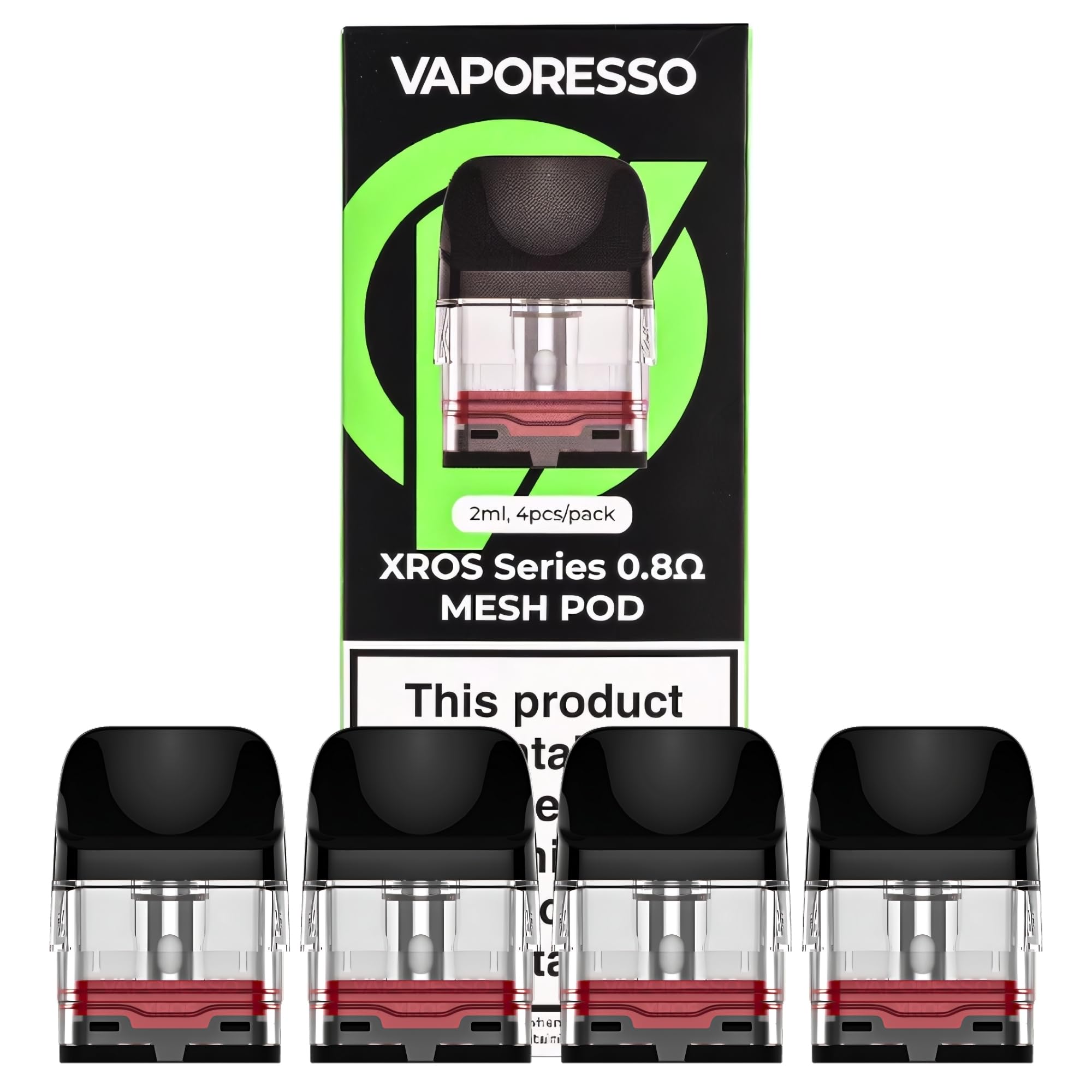 Vaporesso XROS Pods - 4 Pack - for XROS 3 Pod Kit/Xros Pod Kit/XROS 2 Kit/XROS Mini Kit/XROS Nano Kit - Nicotine Free (0.8ohm 16w)