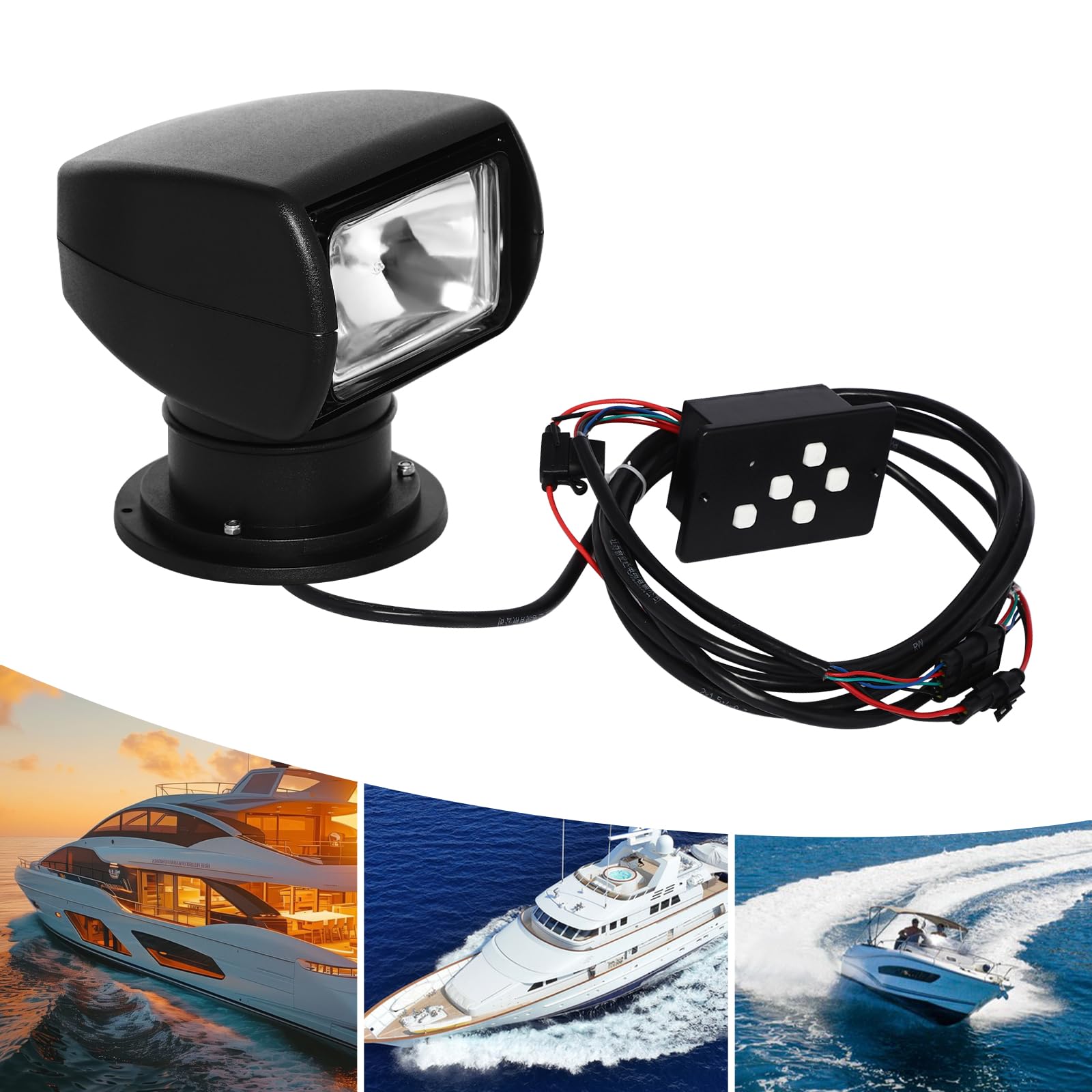 Projecteur Marin 12V 100W Phare De Recherche Pour Bateau Projecteur Télécommandé Ampoule Halogène Projecteur De Voiture Étanche Pour Bateau