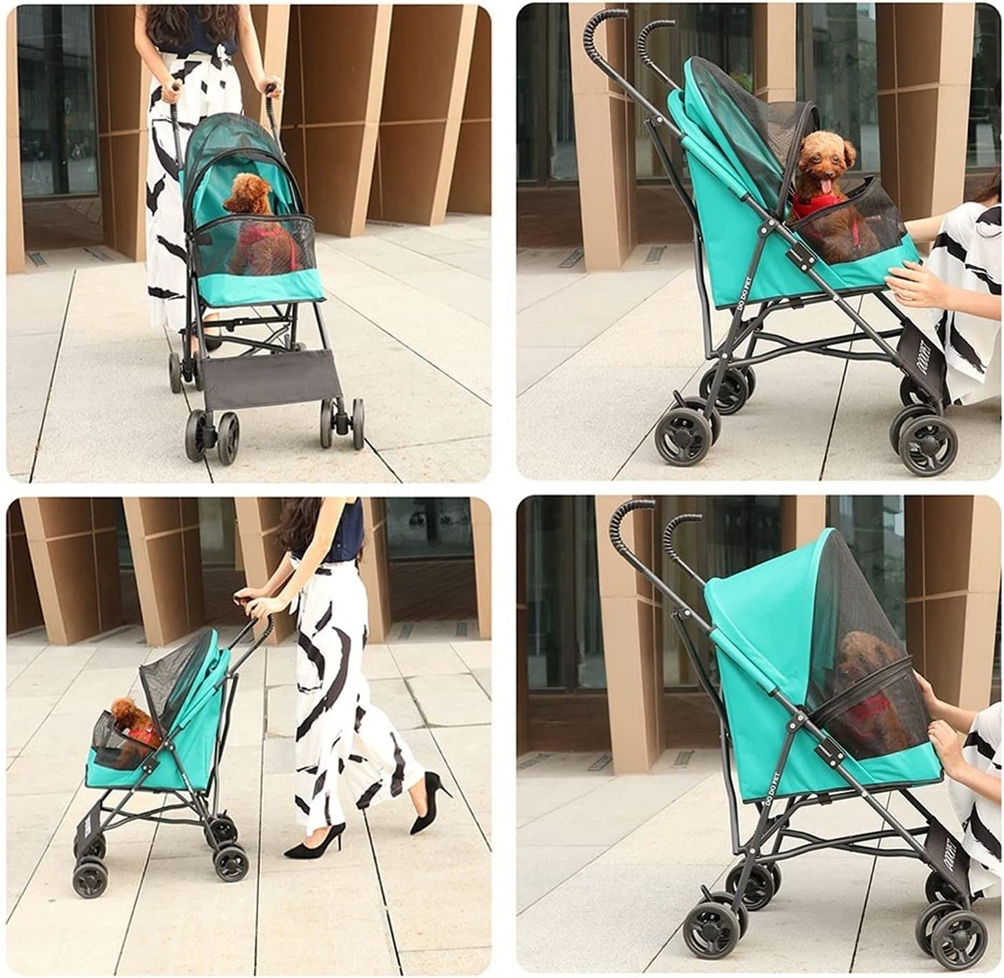 Wózek dla psów, wózek dla małych psów, lekki i oddychający bagażnik podróżny dla kotów, szczeniąt i kociąt, struktura parasola, wózki dziecięce dla łatwego transportu zwierząt domowych, fioletowy