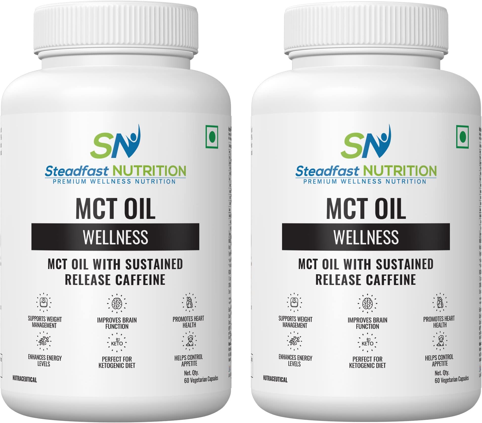 Steadfast Nutrition MCT Oil for Weight Loss | Keto diet | Supports weight management, regulates metabolism, C8 MCT Oil for Maximum Impact | For Men & Women | 120 Capsules | Lab- Tested | Pack of 2
