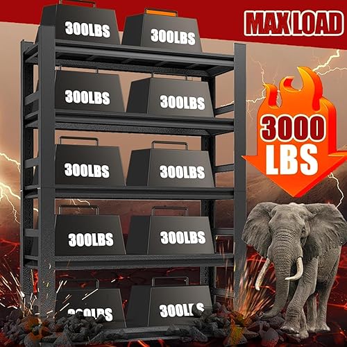 Miniatura 5 de Estantería de metal de 72 pulgadas de alto x 36 pulgadas de ancho, estantes de almacenamiento de metal ajustables resistentes, capacidad de 3000