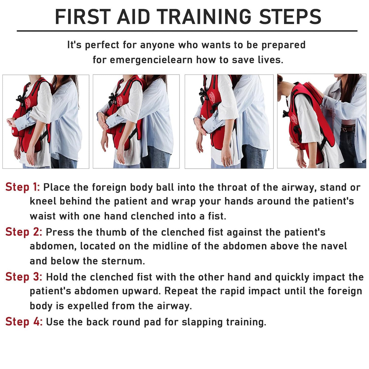 Heimlich - Gilet per allenamento di primo soccorso per adulti e infermieri e studenti