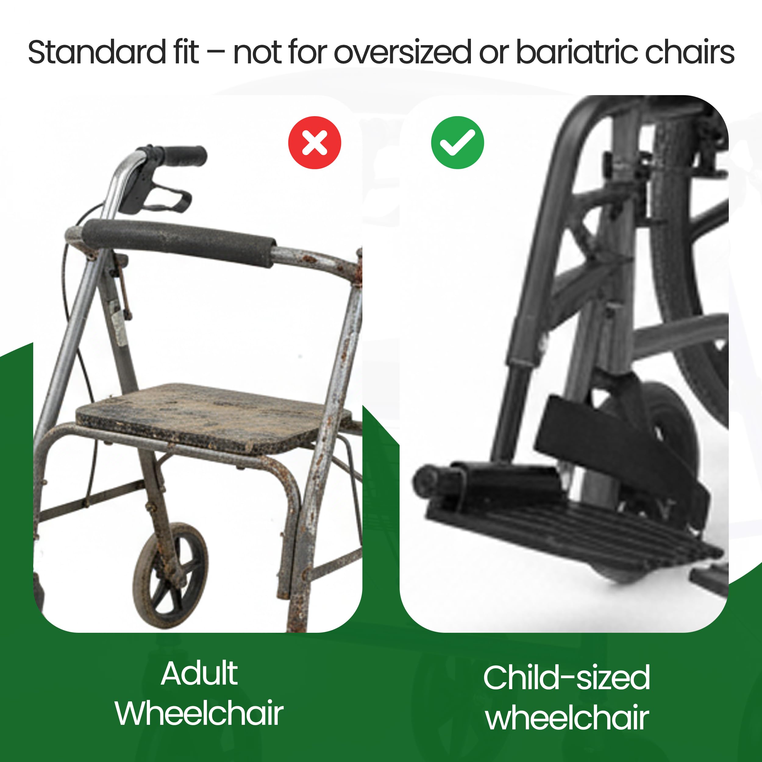 Healthline Wheelchair Swingaway Legrest Footplates with Heel Loops – Pair (Black) – Fits Select Standard Wheelchairs – Adjustable Length 16.5"–20.5" – Check Compatibility Before Ordering — Amazon image 5