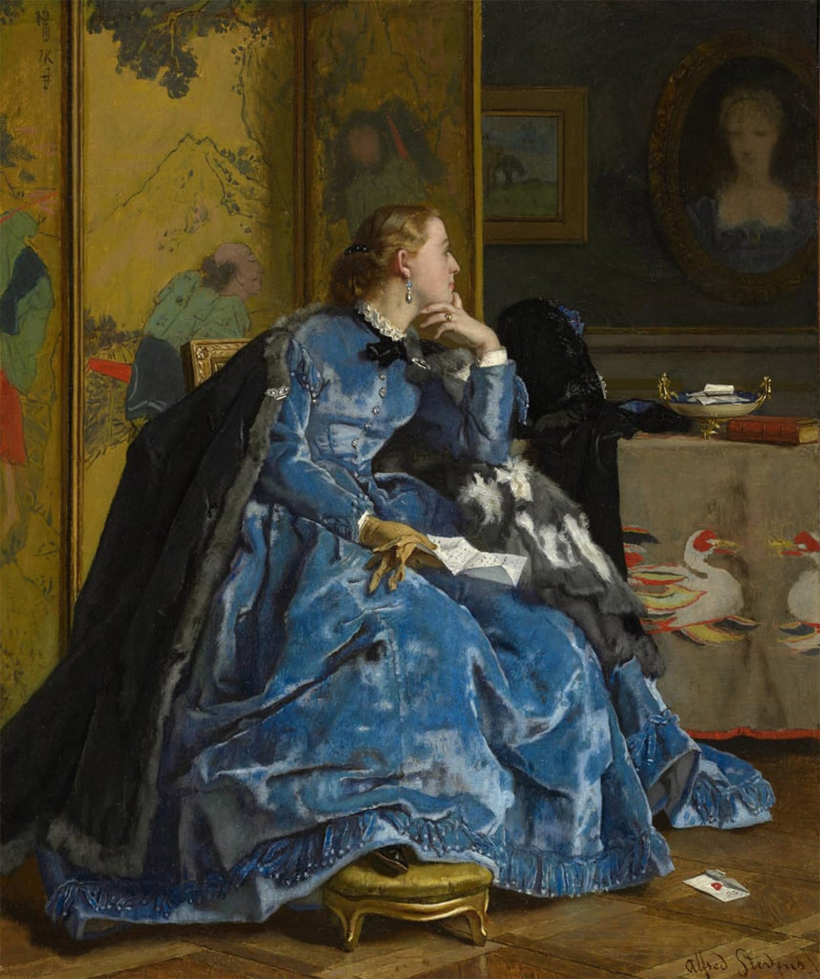 SERENDIPITP Vintage Picture Print on Canvas Wall Art Poster a Duchess by Alfred Emile Stevens Artwork Print Poster for Wall Decor 60x90cm