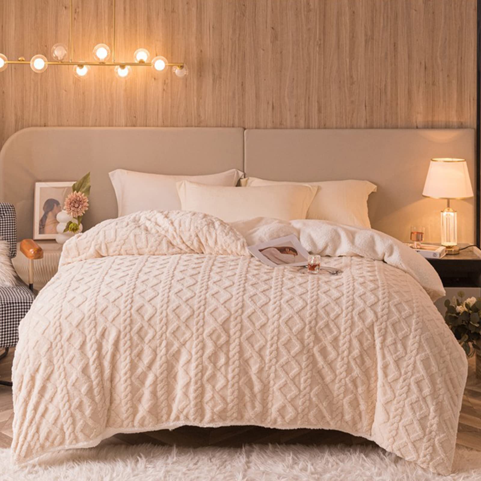 Ergocar Flauschige Kuscheldecke, Sofadecke Doppelgesicht Dicke Decke, Dicke Warme Sherpa Fleece Plüsch Decken, Kunstpelz Fleece Sherpa Wolldecke für Couch, Stuhl und Bett