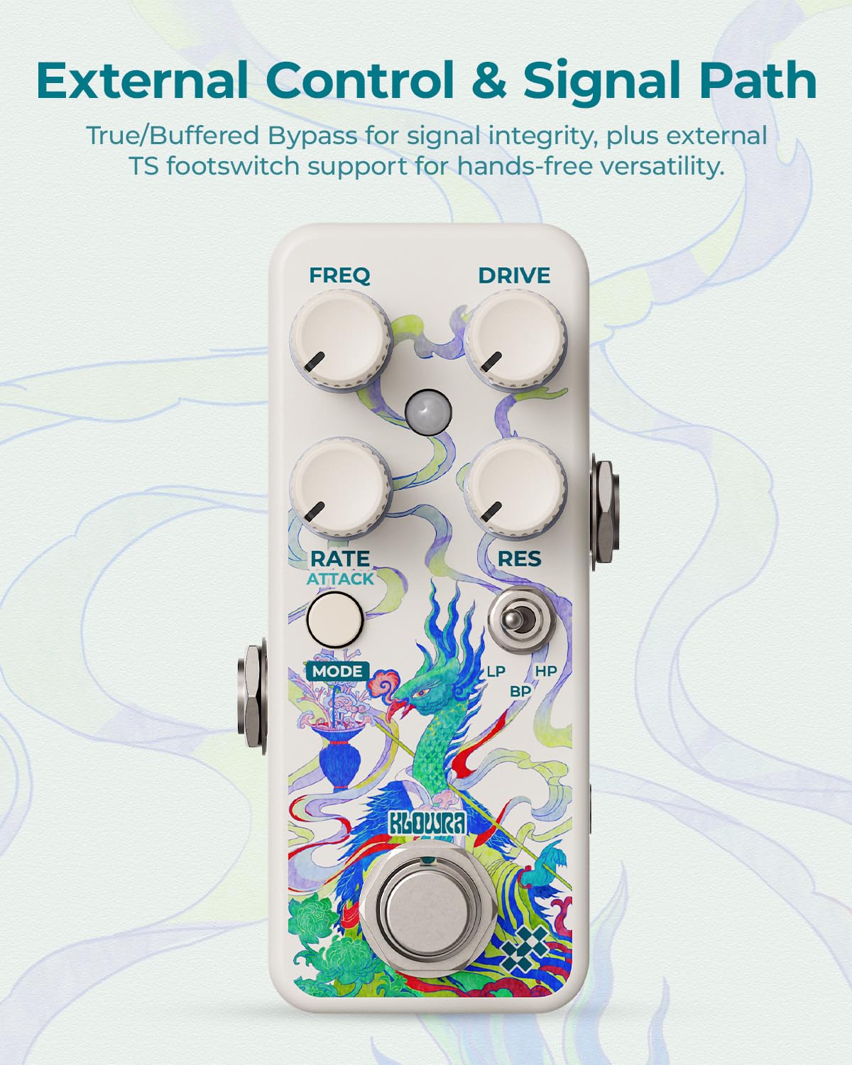 Hane Filter Pedal Pédale d'effets pour guitare | Avec Tap Tempo, modulation LFO, sensibilité tactile dynamique, suivi analogique pour Funk Quack & Synth Bass