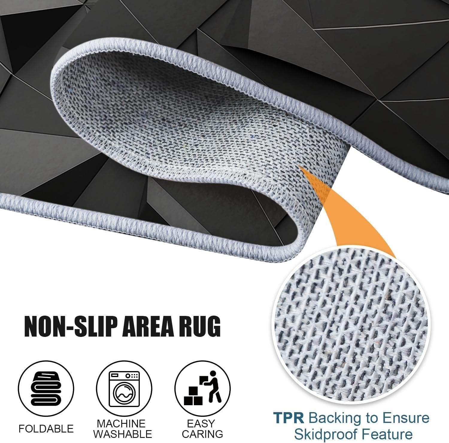 Tappeto Soggiorno 160x230 cm Triangolo Geometrico Grigio Tappeti Moderni Camera da Letto Antiscivolo, Lavabile Cucina Pavimento Tappeti di Zona, per ingresso soggiorno camera da letto