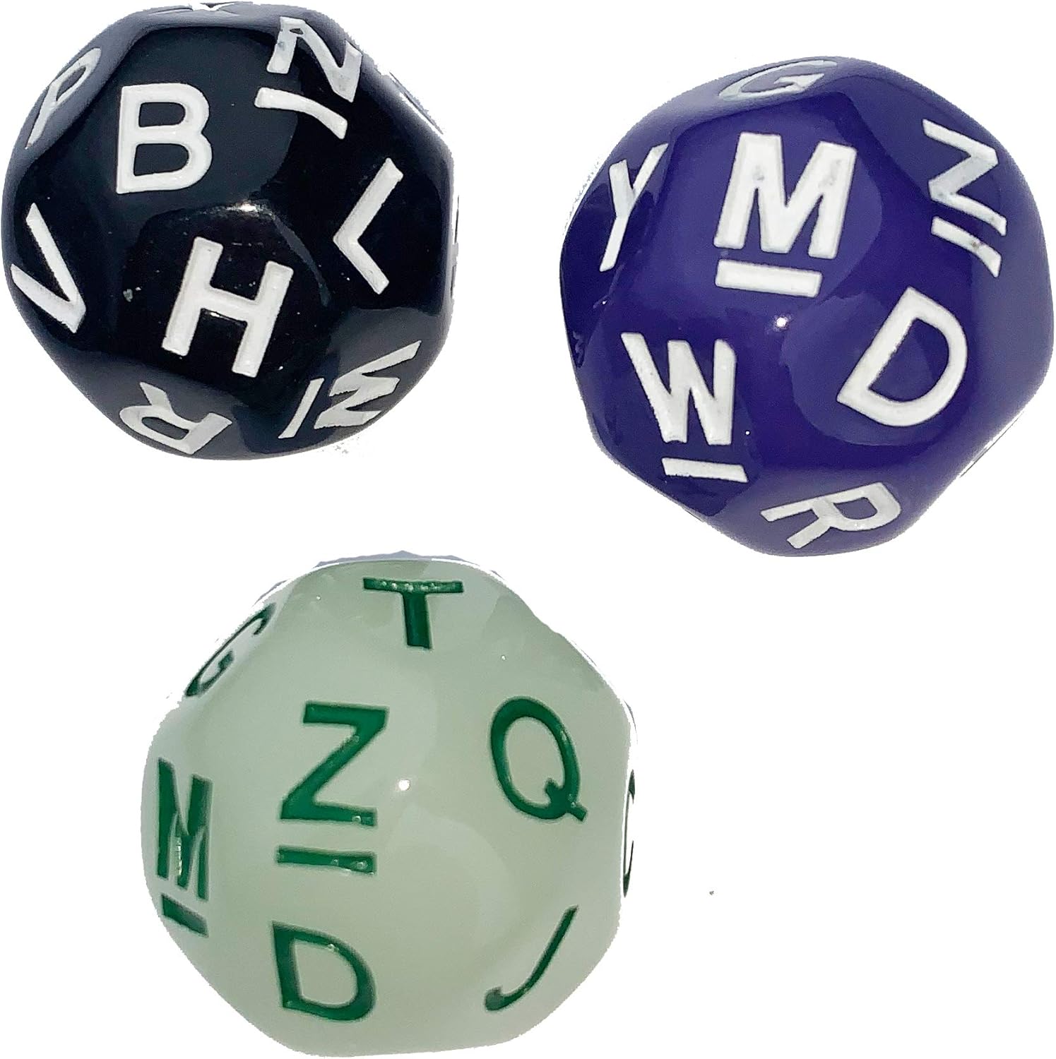 Impact! Miniatures D21 Consonant Die - B Through Z - Unusual Dice - Multi-Colored Set of 3 dice