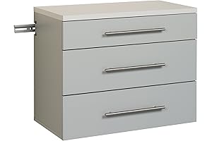 Maximize Space with Prepac's Light Gray 3-Drawer Wall Mounted Storage Cabinet
