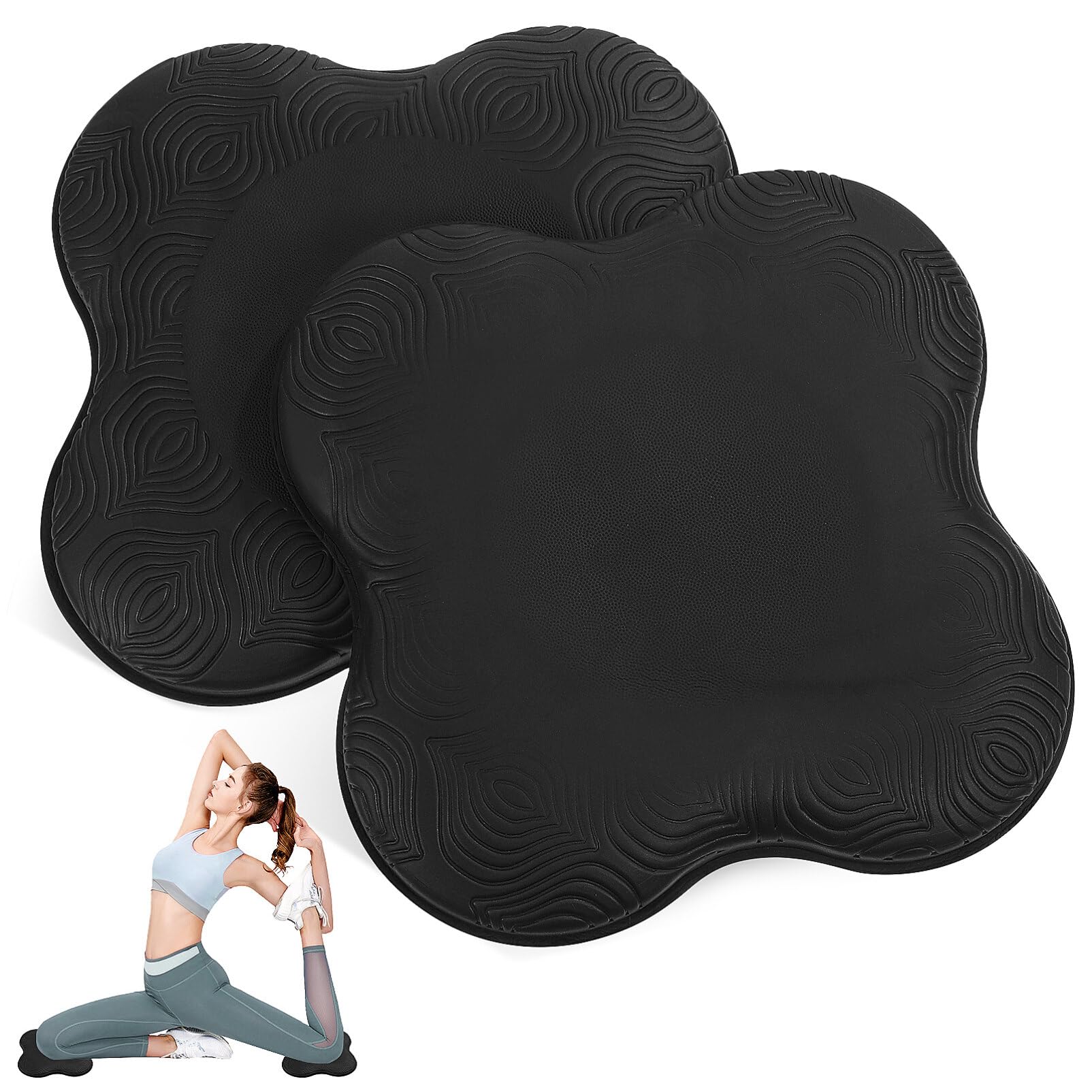 Happyyami 2 Pcs Yoga Knee Pads - Extra Thick Foam Yoga Kneeling Mat for Knee, Elbow, Wrist Support - Ideal Workout Pad for Pilates & Yoga Practices
