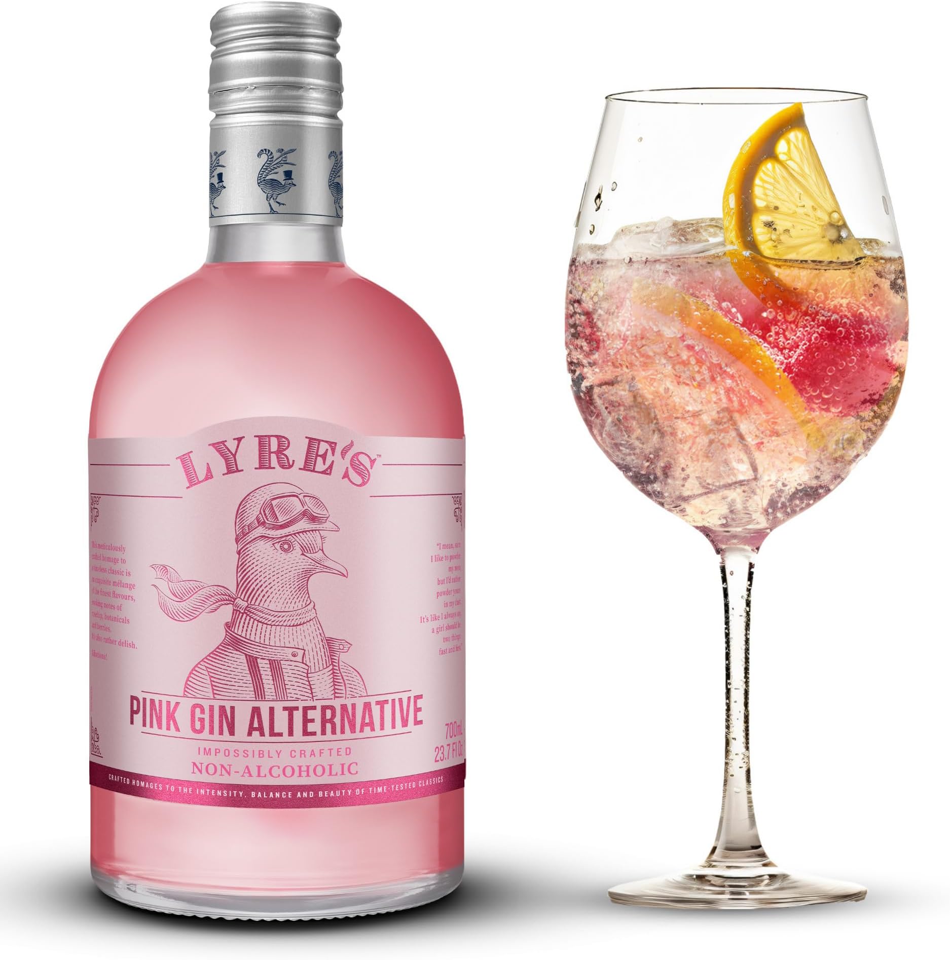 Lyre’s Pink London Spirit, Award-Winning Non Alcoholic Pink Gin Alternative, Zero Proof Botanical Spirit for Alcohol Free Pink Gin & Tonics and Mocktails (23.7 Fl Oz)