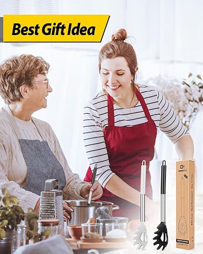 Miniatura 7 de Paquete de 2 tenedores de silicona para pasta, cuchara de fideos resistente al calor de cocina, colador de espagueti sin BPA, las mejores