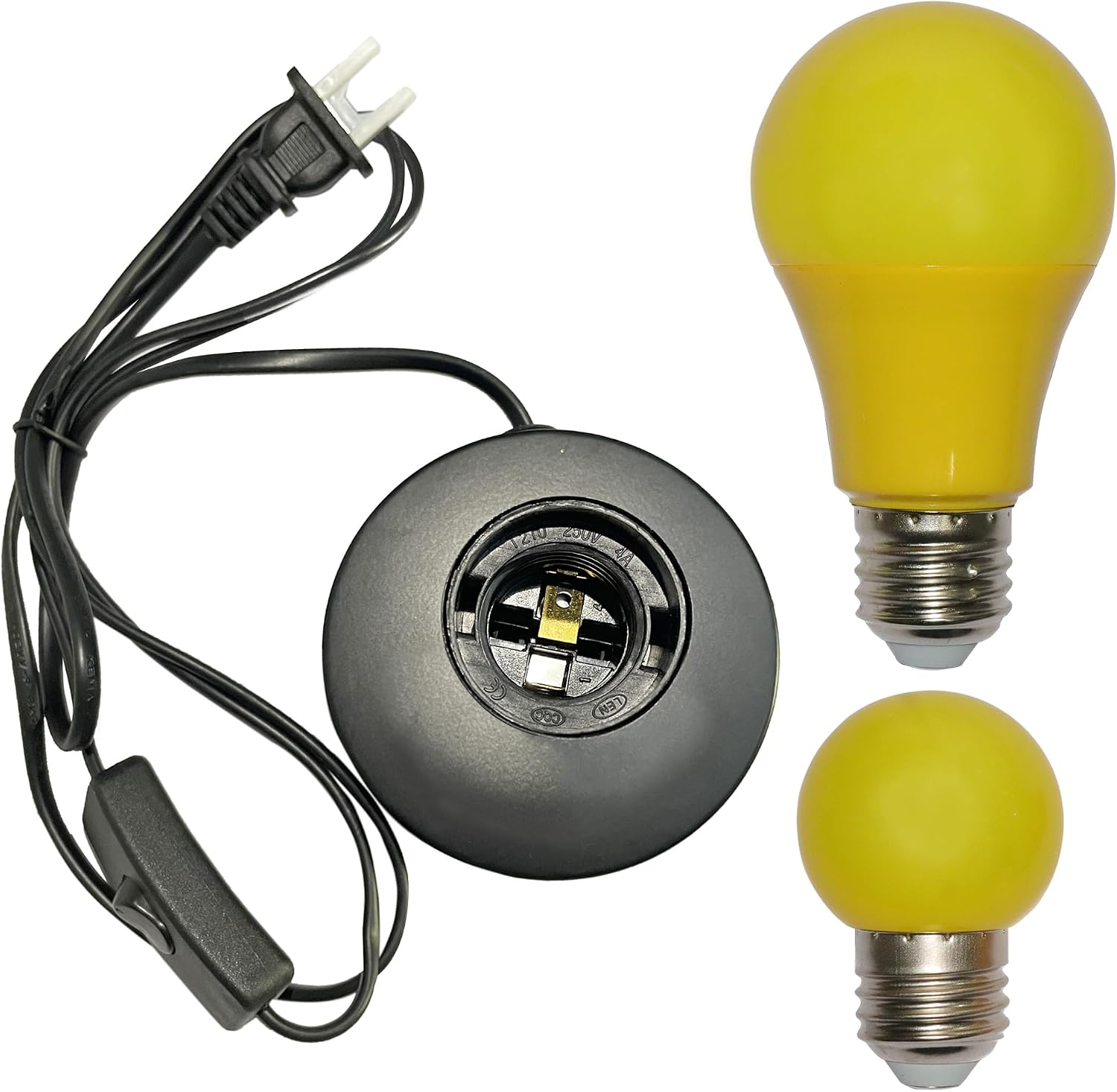 Darkroom Safelight Portable Yellow Lamp, E27 LED Screw Mouth Wall Light 360 Degree Desk Light with Switch and 180cm Power Cord