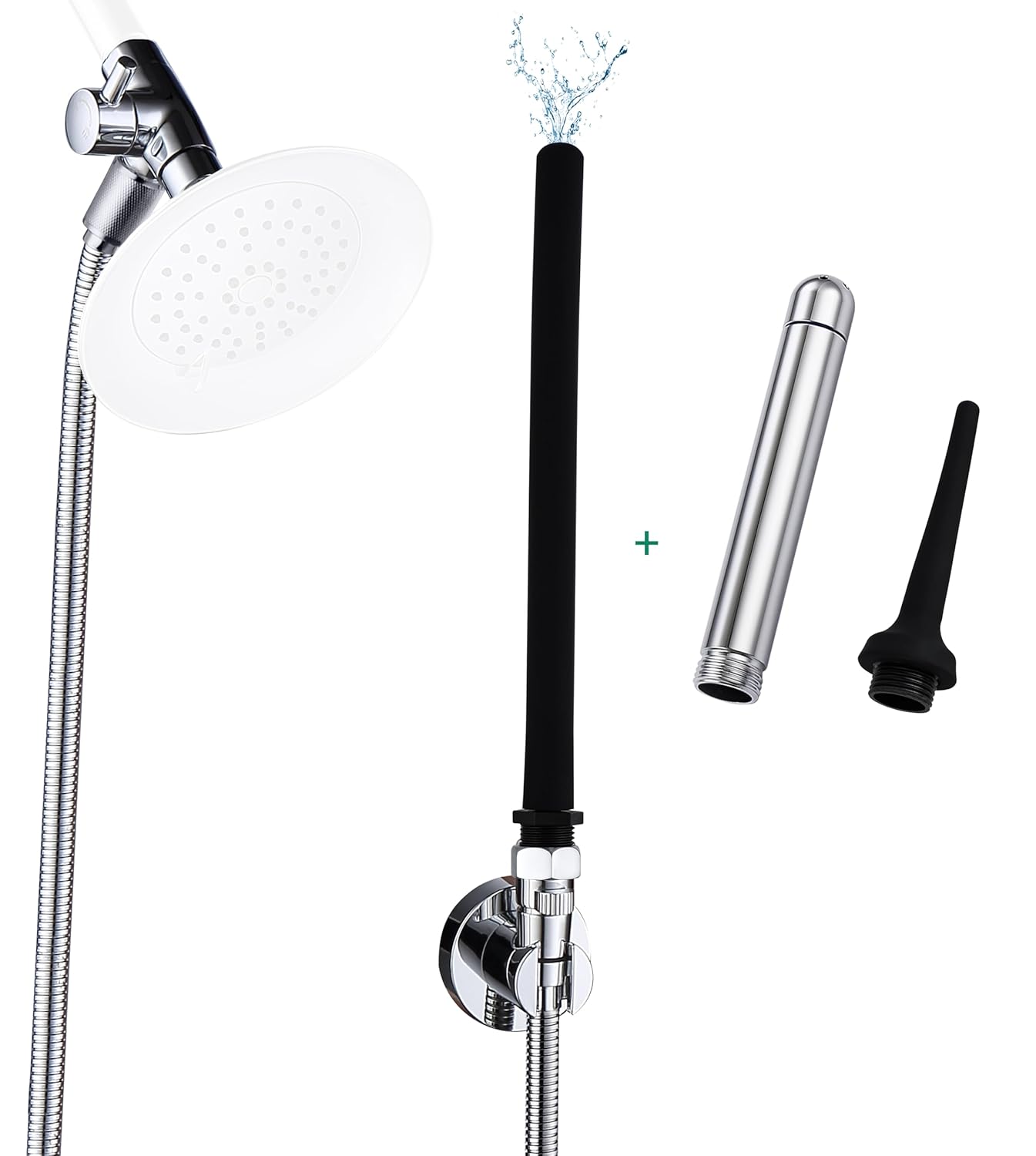 Kit de Enema com Sistema de Chuveiro, Mangueira de 254 cm, Bicos de Silicone, Válvula de Controle de Água para Limpeza Portátil em Homens e Mulheres