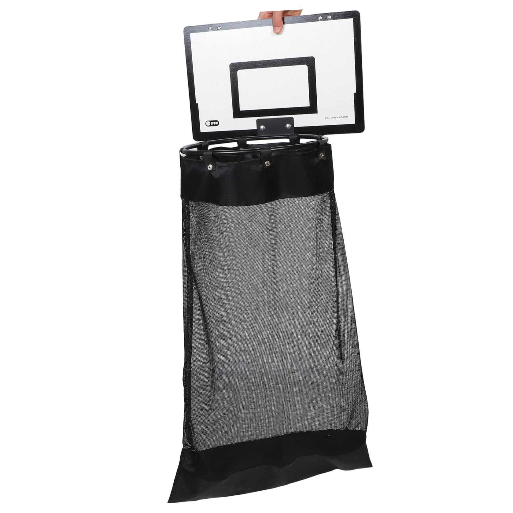 Basketballkorb Wäschekorb zum Aufhängen an Tür mit Netzgewebe und Holzrückwand für Schlafzimmer und Bad Platzsparend mit Reißverschluss
