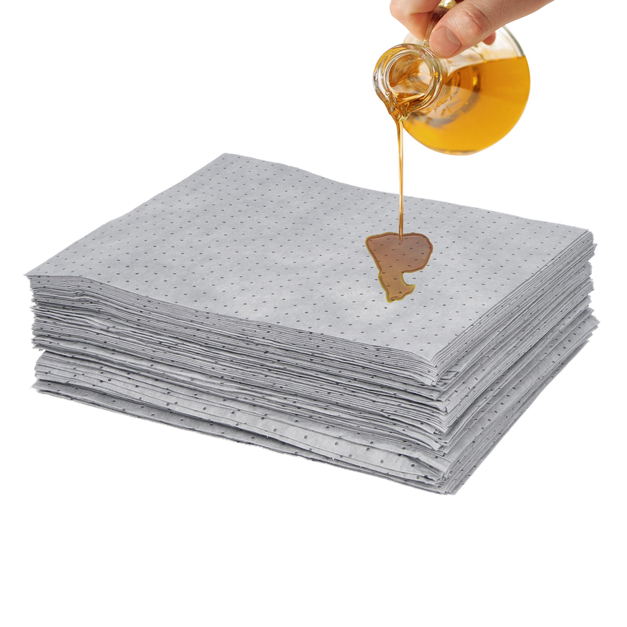 uyoyous 100 Stück Universelle Ölauffangmatte, 50 x 40 cm Ölsaugtücher für Absorbiert alle Arten von Flüssigkeiten, Grau Öil Absorbent Mat für Fabrik, Garage, Keller, Restaurant, Küche, Labor