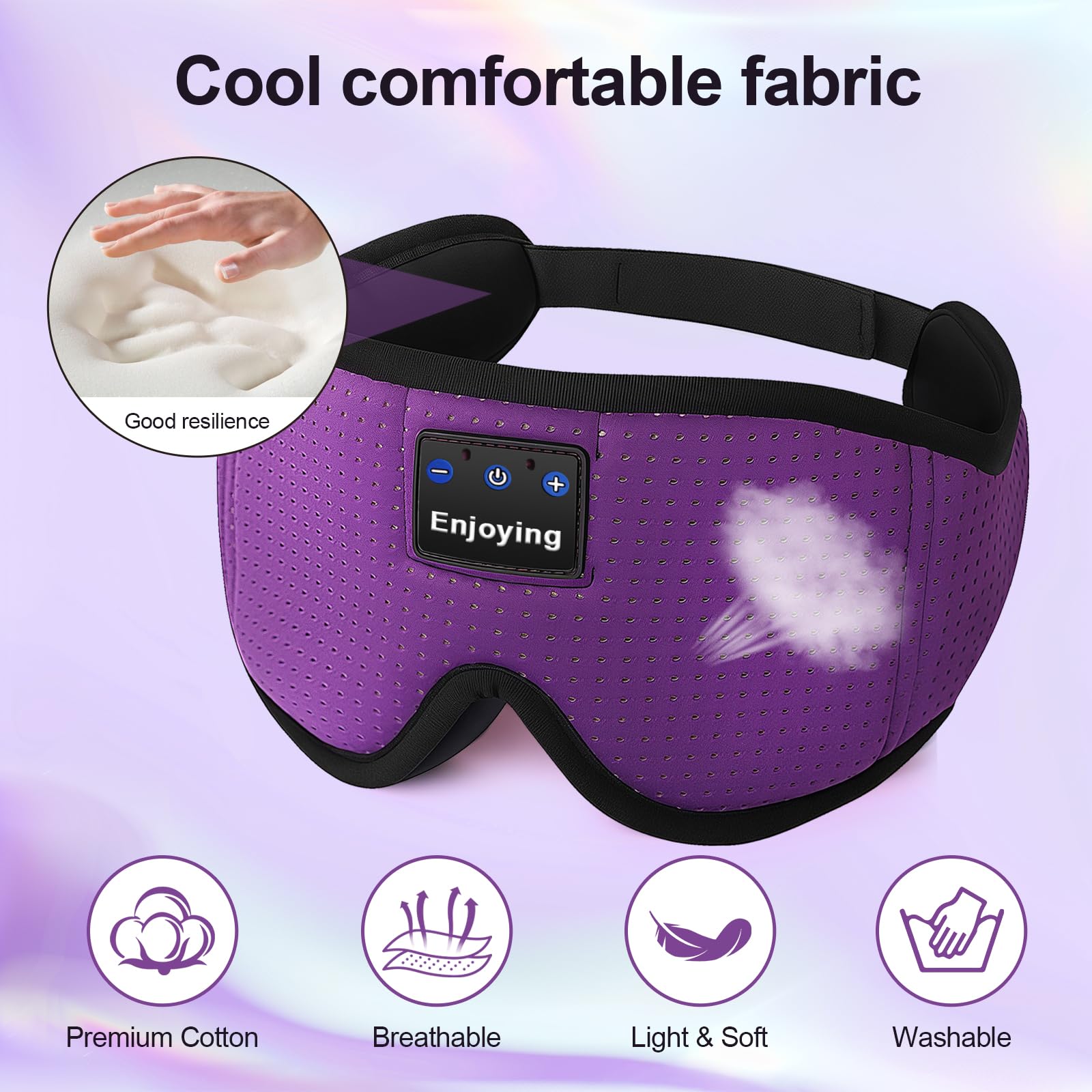 Sleep Headphones & Eye Mask (Purple) Gallery Image