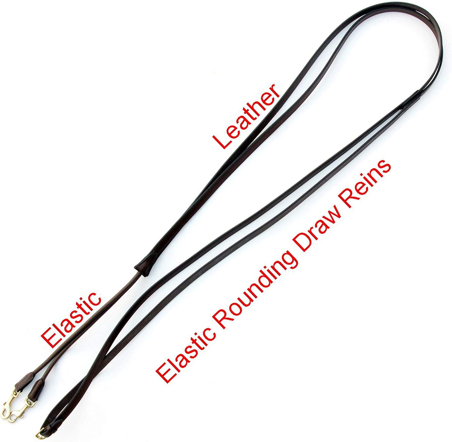 Exion Leather Draw Reins for Horses with Elastic & Snap Ends – 90" Long Horse Draw Reins English Style – 6/8" Wide Training Reins for Schooling, Dressage, Lunging – Premium Black, Brown Leather Tack